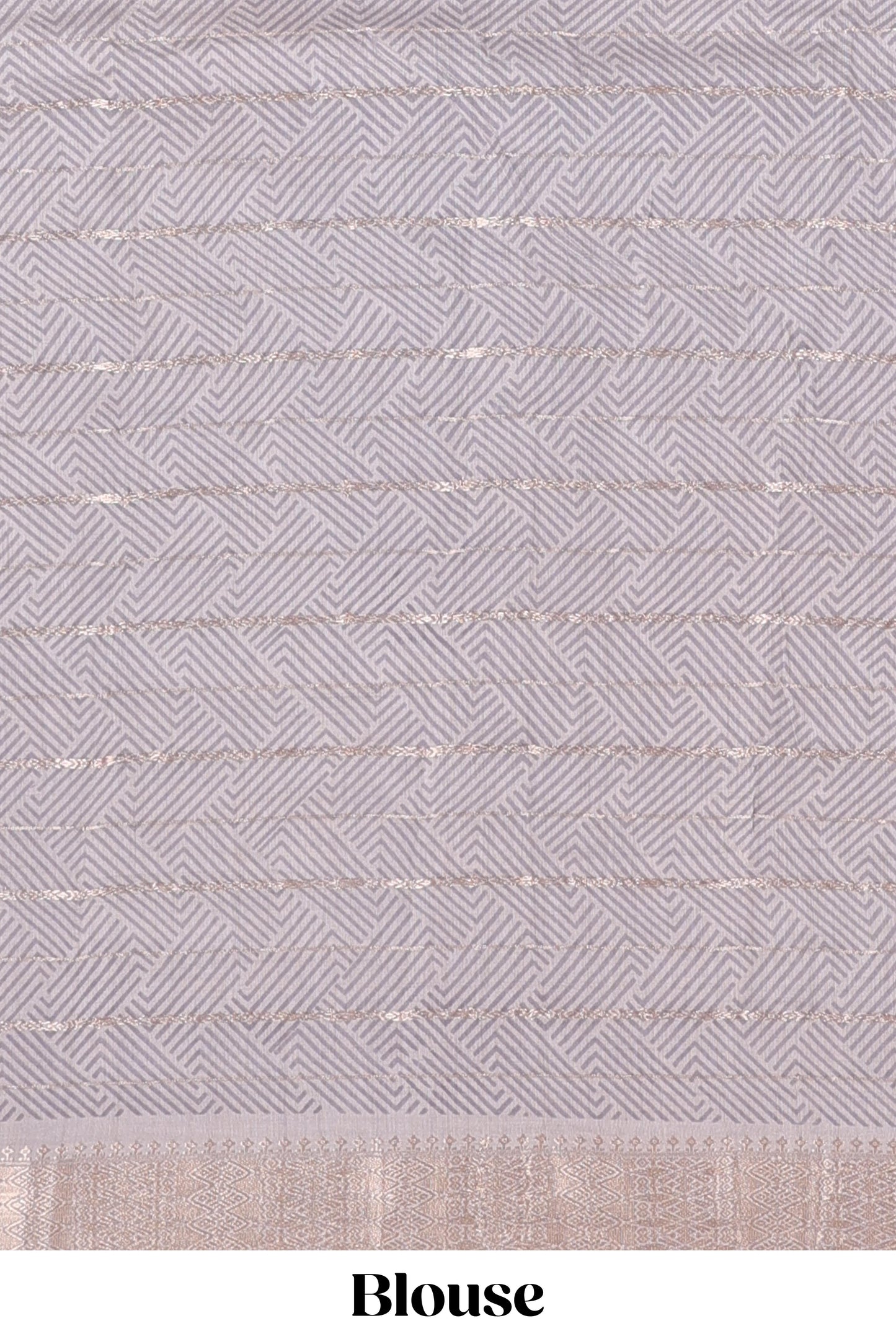 Grey striped assam silk saree with floral and animal themed contrast zari border and pallu