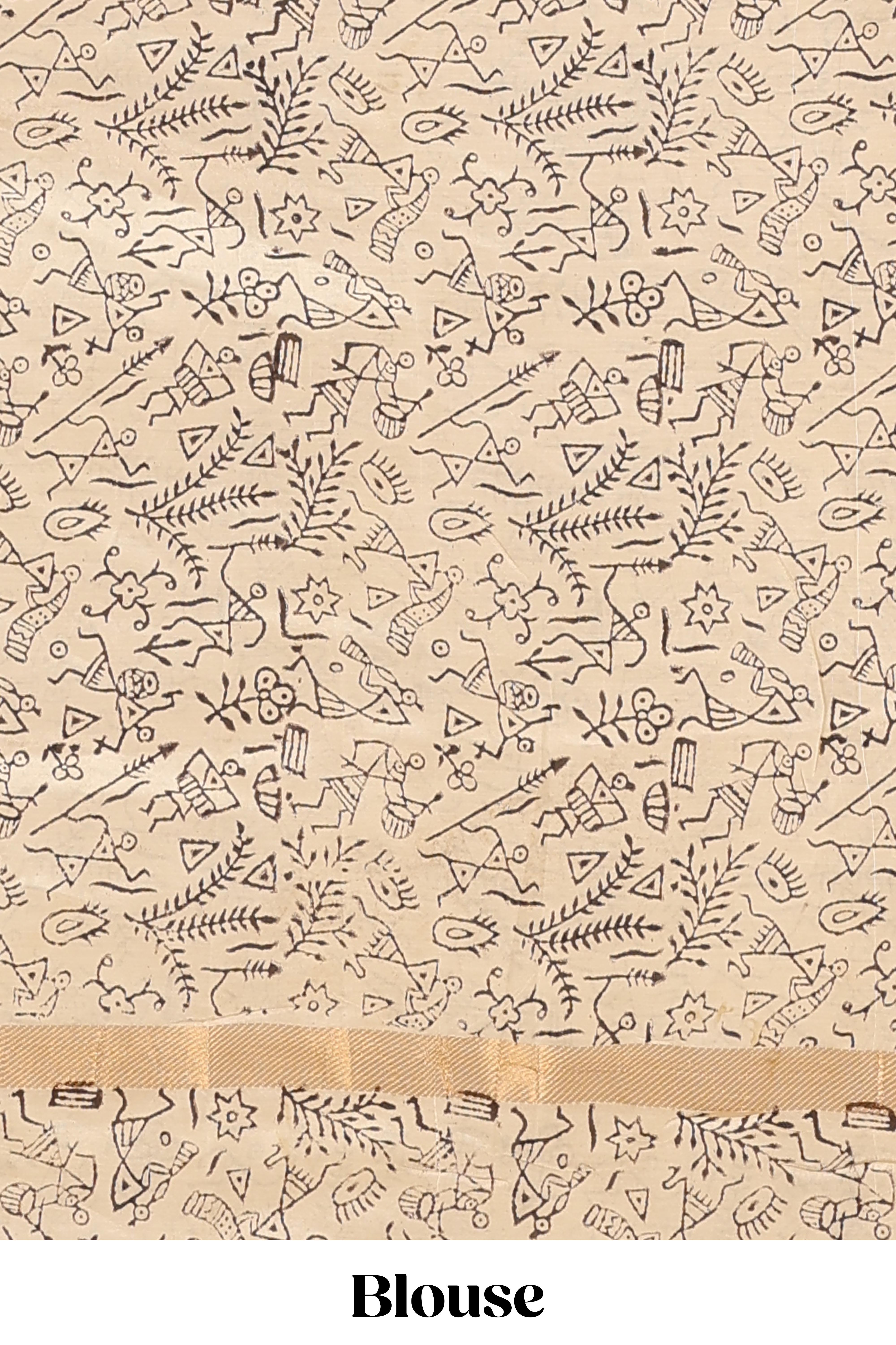 Peacock green kalamkari cotton saree with traditional floral motifs and contrast pallu