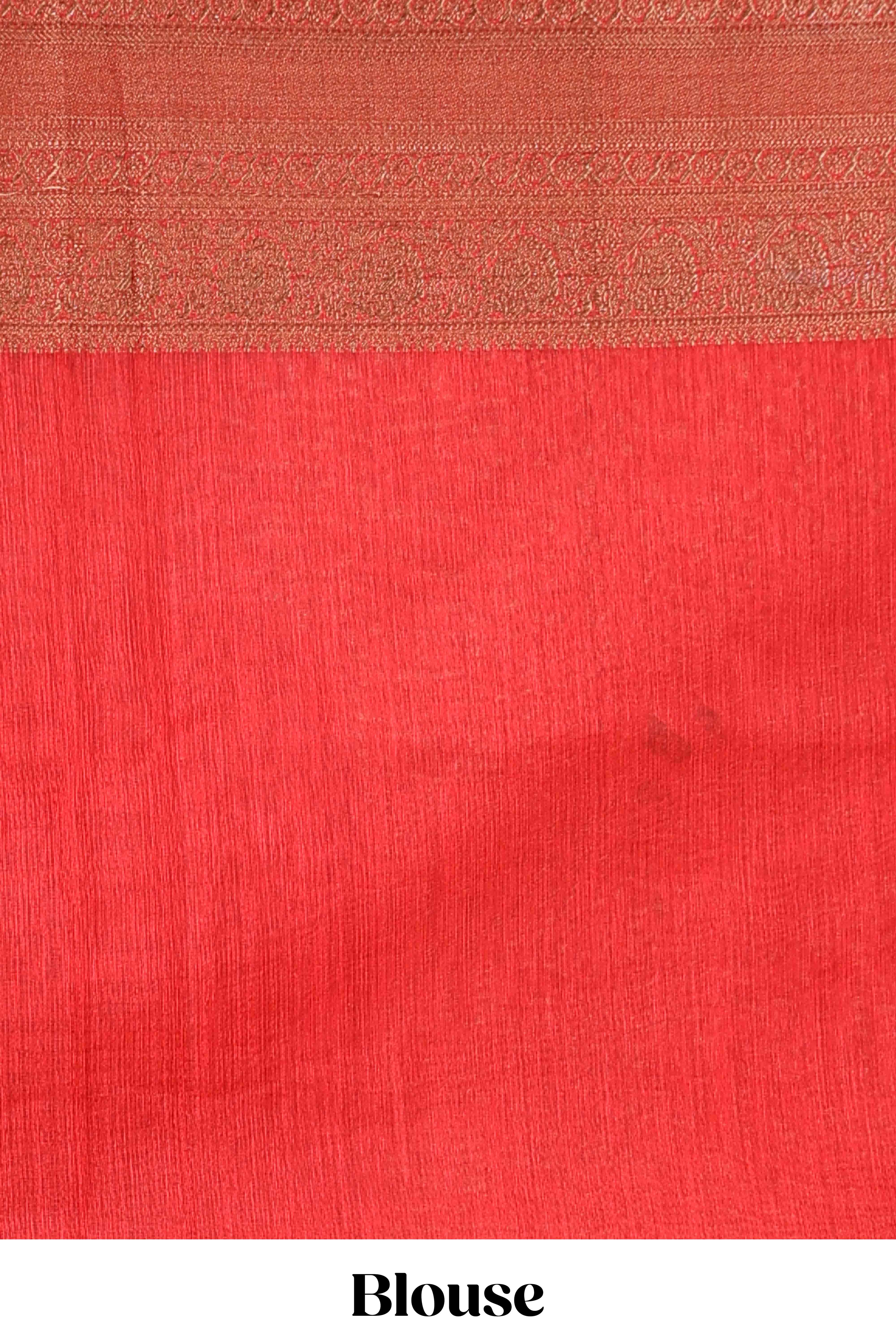 Blue jute cotton saree with contrast zari border and pallu