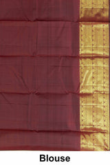 Kanchipuram Vairaoosi and Checks Silk Saree in Maroon with Gold Zari Checks and Self Border