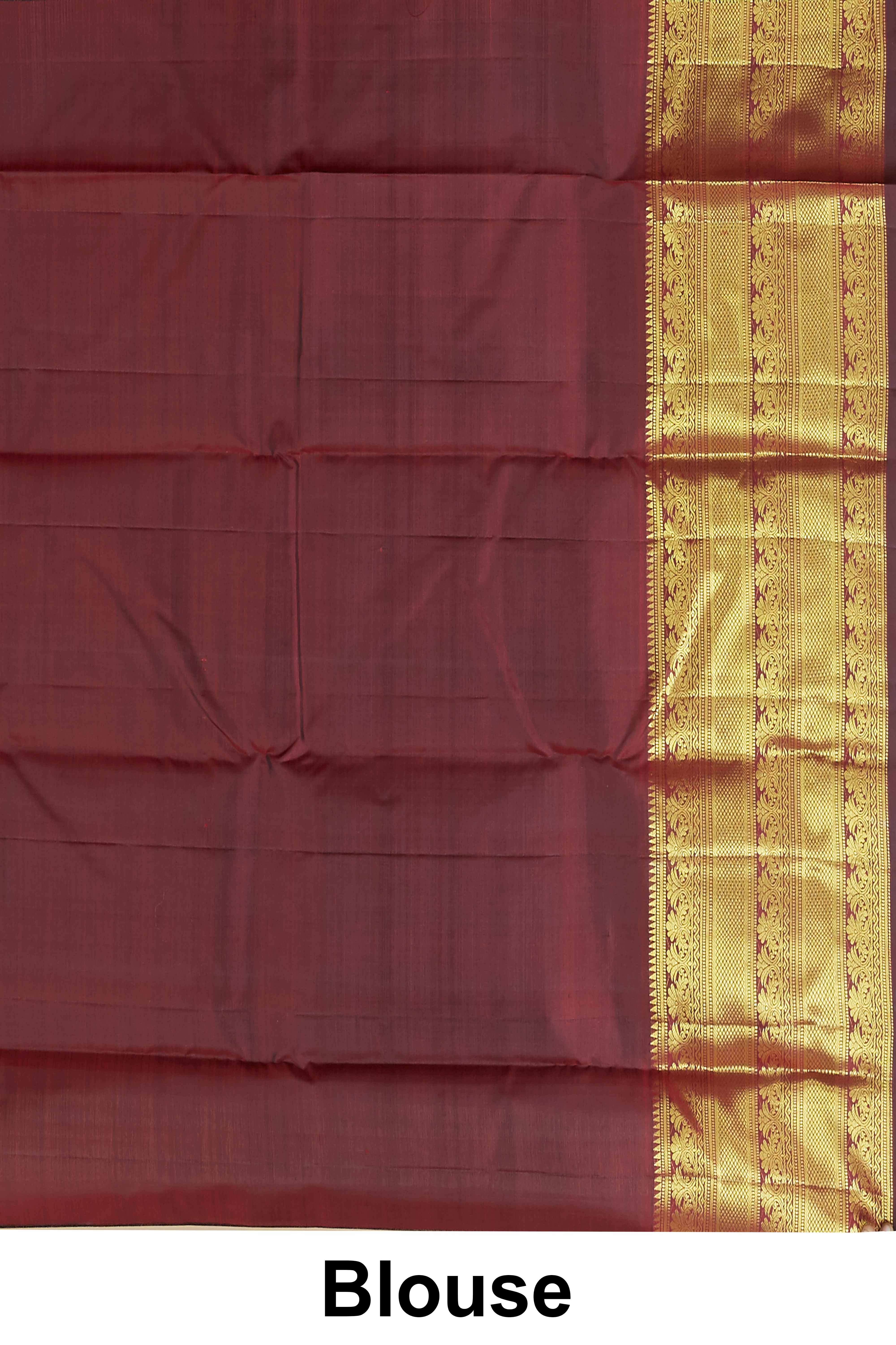 Kanchipuram Vairaoosi and Checks Silk Saree in Maroon with Gold Zari Checks and Self Border
