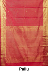 Kanchipuram Vairaoosi and checks Silk Saree in Crimson Red with Gold Zari and Self Border