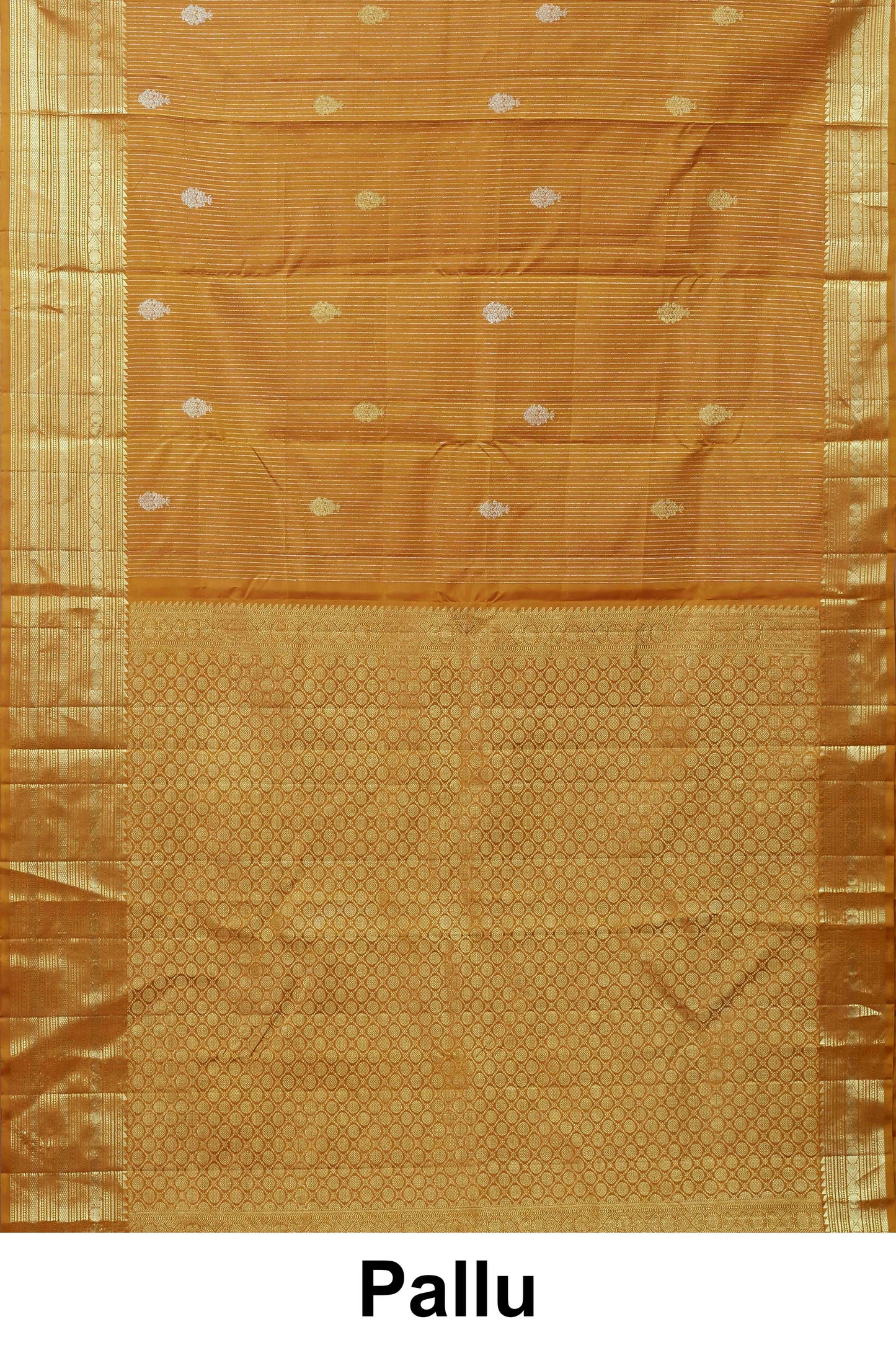 Kanchipuram Vairaoosi and Checks Pure Silk Saree in Antique Mustard Gold with Self Zari Border