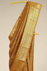 Kanchipuram Vairaoosi and Checks Pure Silk Saree in Antique Mustard Gold with Self Zari Border