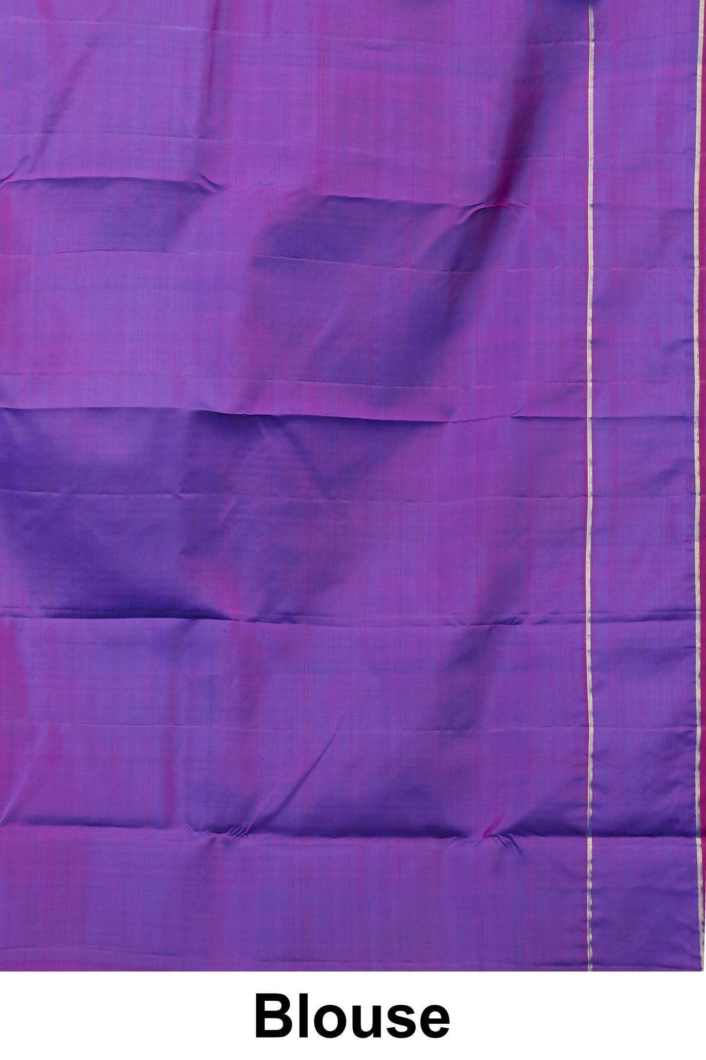 Kanchipuram Vairaoosi and Checks Silk Saree in Peacock Blue with Purple Border and Gold Zari Motifs