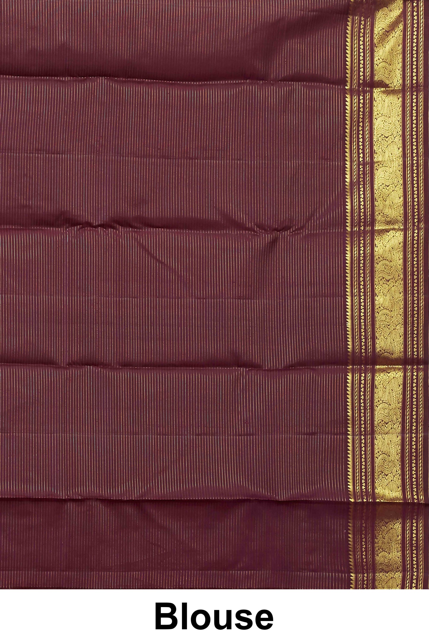 Kanchipuram Vairaoosi and Checks Silk Saree in Wine with Contrast Olive Zari Border