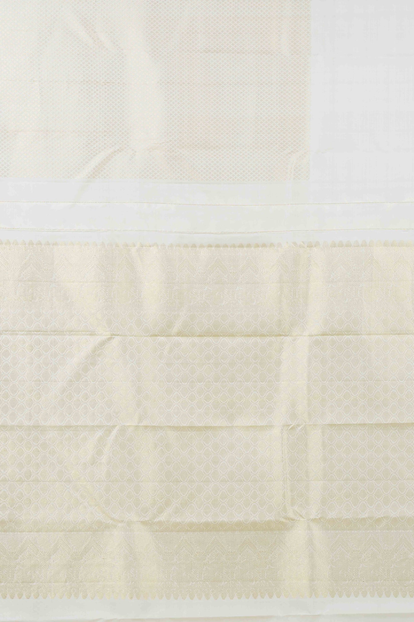 Ivory White Kanchipuram Silk Saree with Long Zari Border