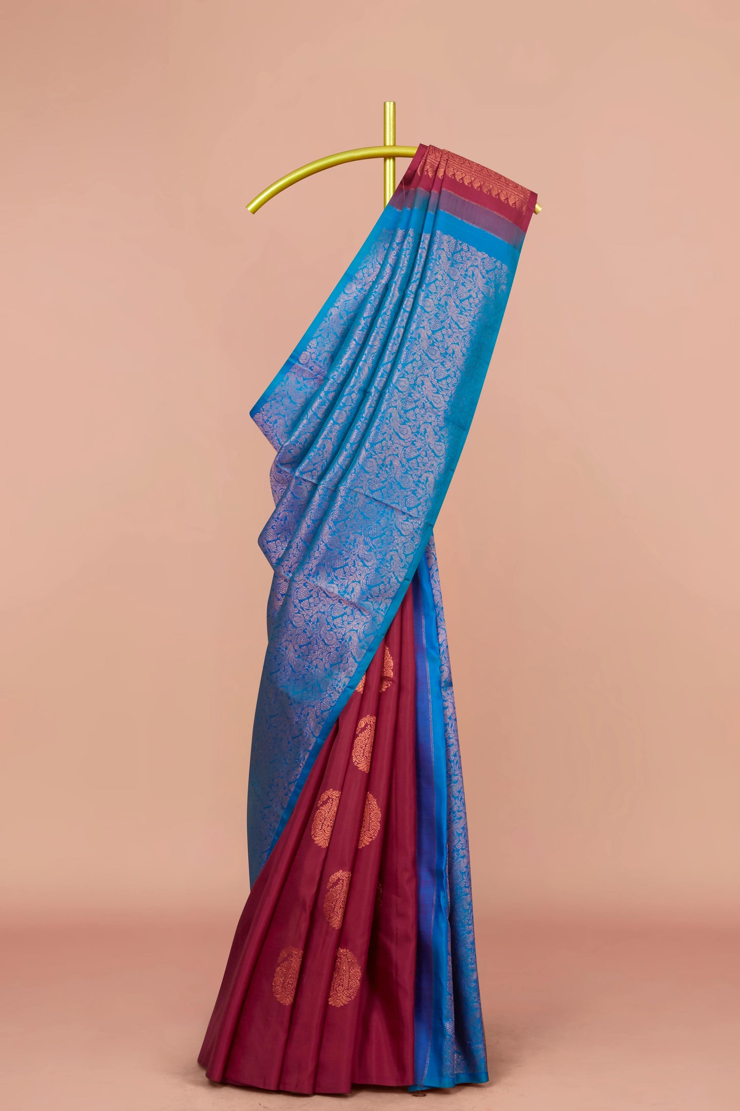 Maroon Kanchipuram Border Less