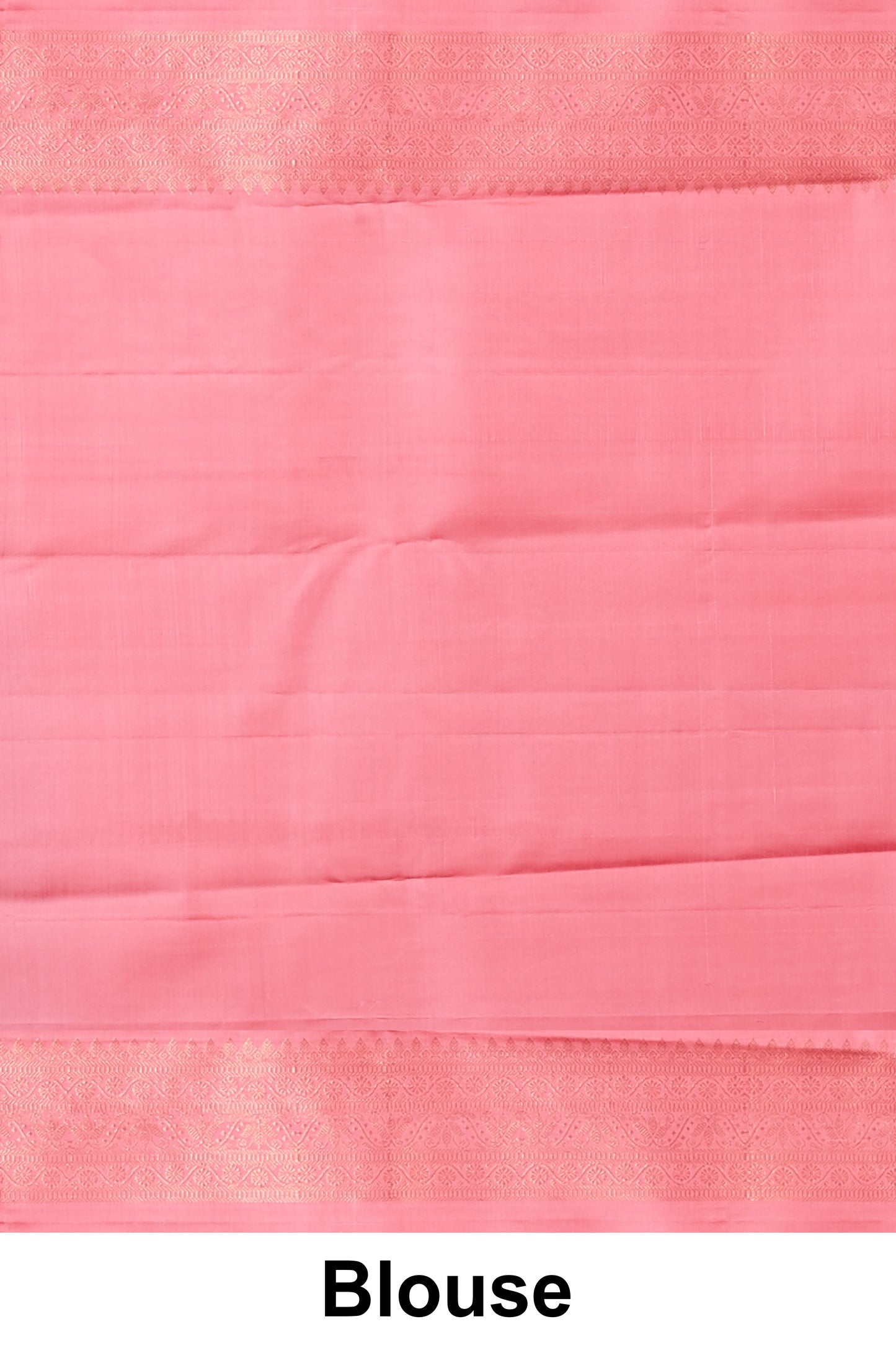 Teal Green Borderless Kanchipuram Pure Silk Saree with Rectangular Zari Motifs and Contrasting Baby Pink Pallu