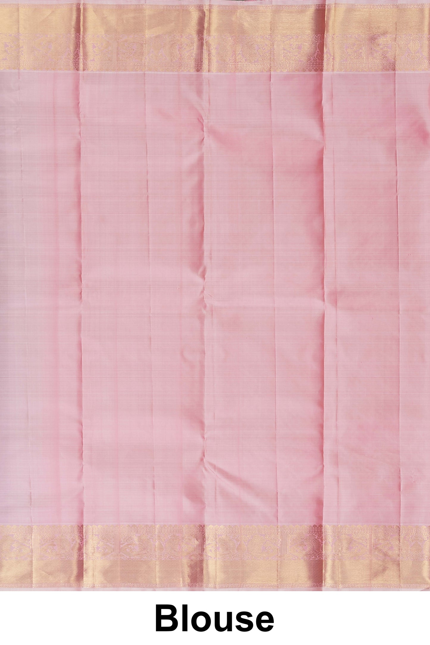 Kanchipuram Soft Pink Pure Silk Saree with Subtle Gold Zari Buttas and Elegant Contrast Border