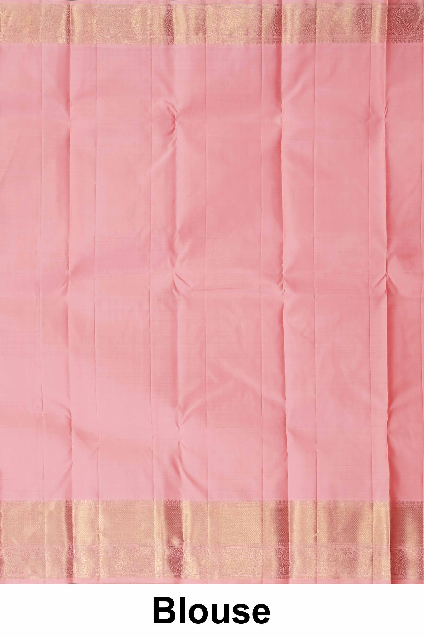Blush Pink Kanchipuram Silk Saree with Lustrous Gold Zari Weaving and Subtle Contrast Border