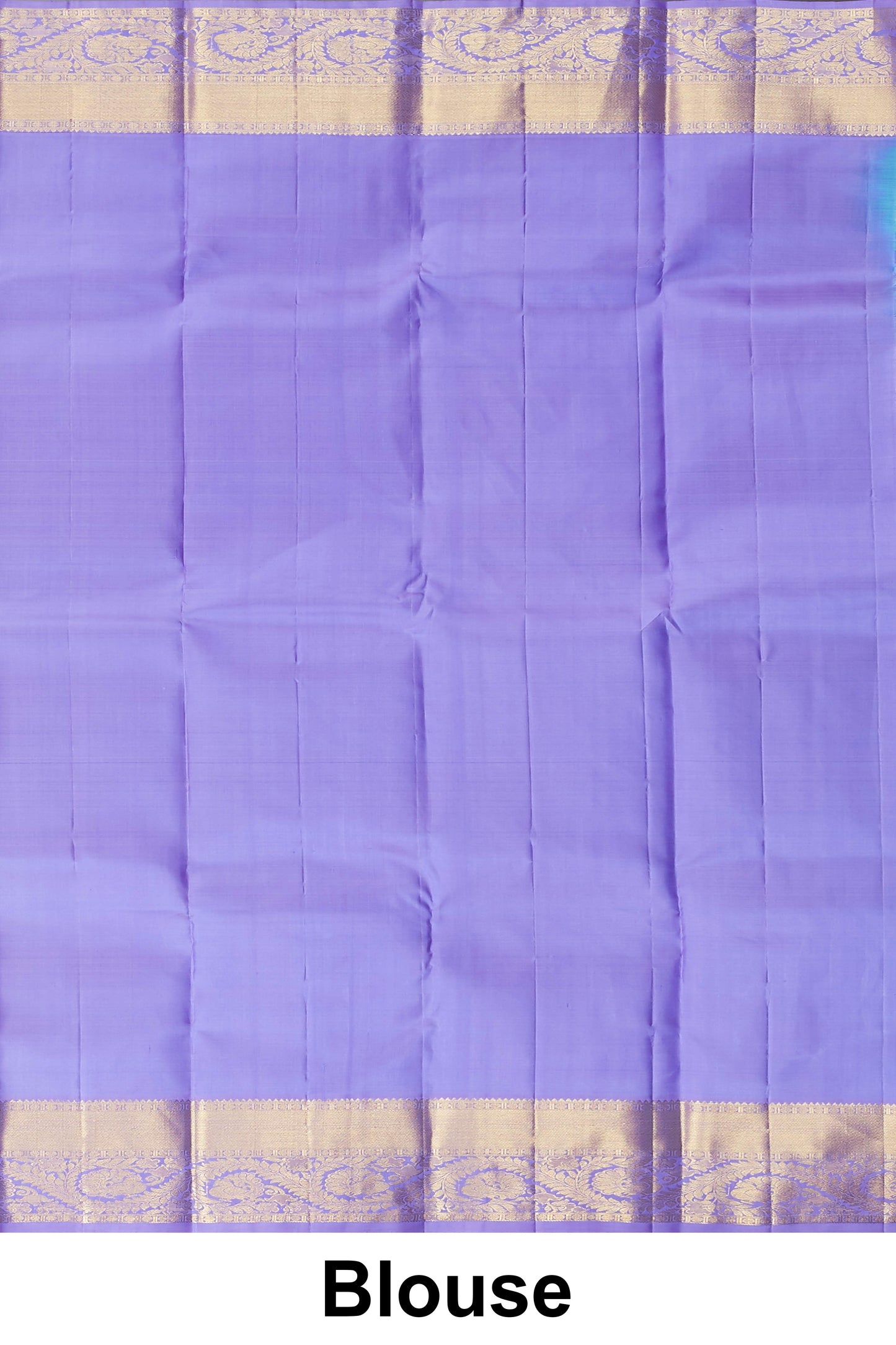 Turquoise Blue Kanchipuram Silk Saree with Intricate Silver Zari Buttas and Purple Contrast Border
