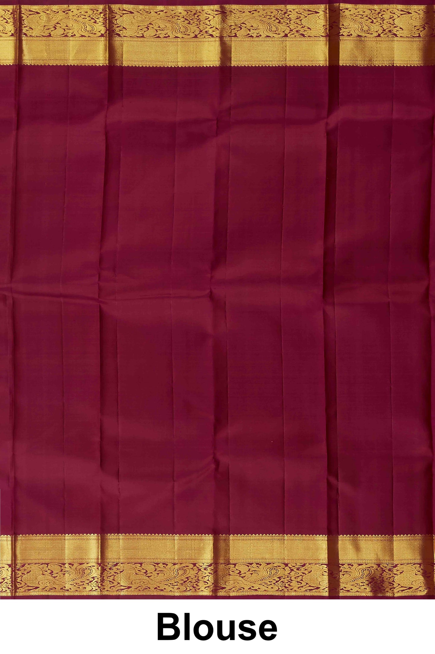 Olive Green Pure Kanchipuram Silk Saree with Handwoven Gold Zari and Rich Maroon Contrast Border