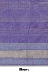 Maroon checked motifs tussar saree with contrast border and striped blouse