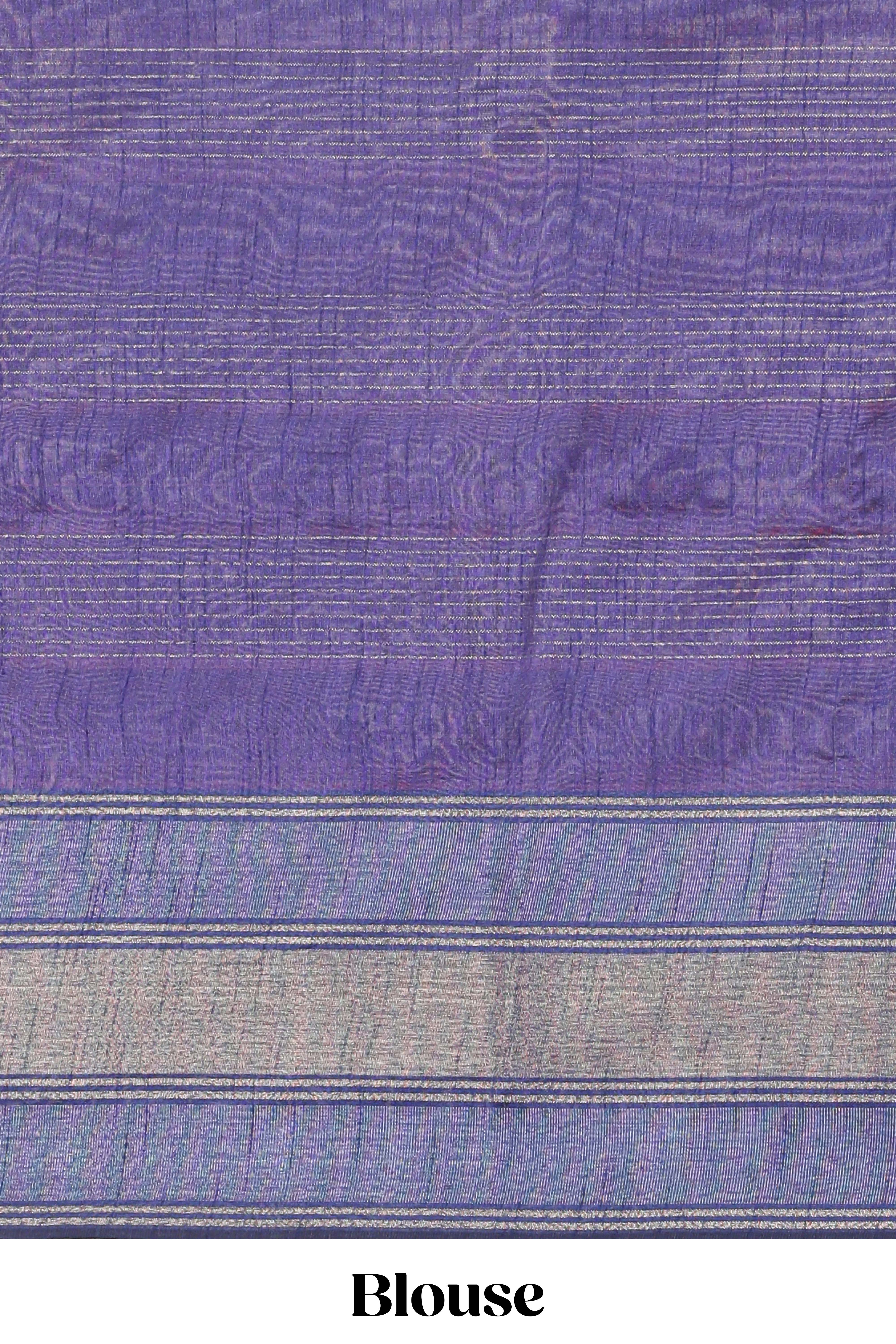 Maroon checked motifs tussar saree with contrast border and striped blouse