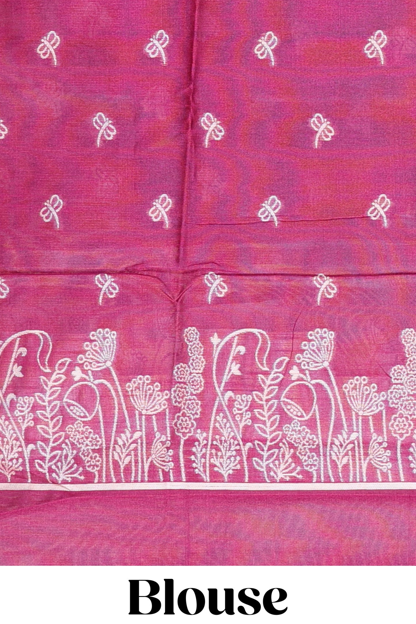 Mejanda munga cotton saree with all-over floral thread weaving & motif border