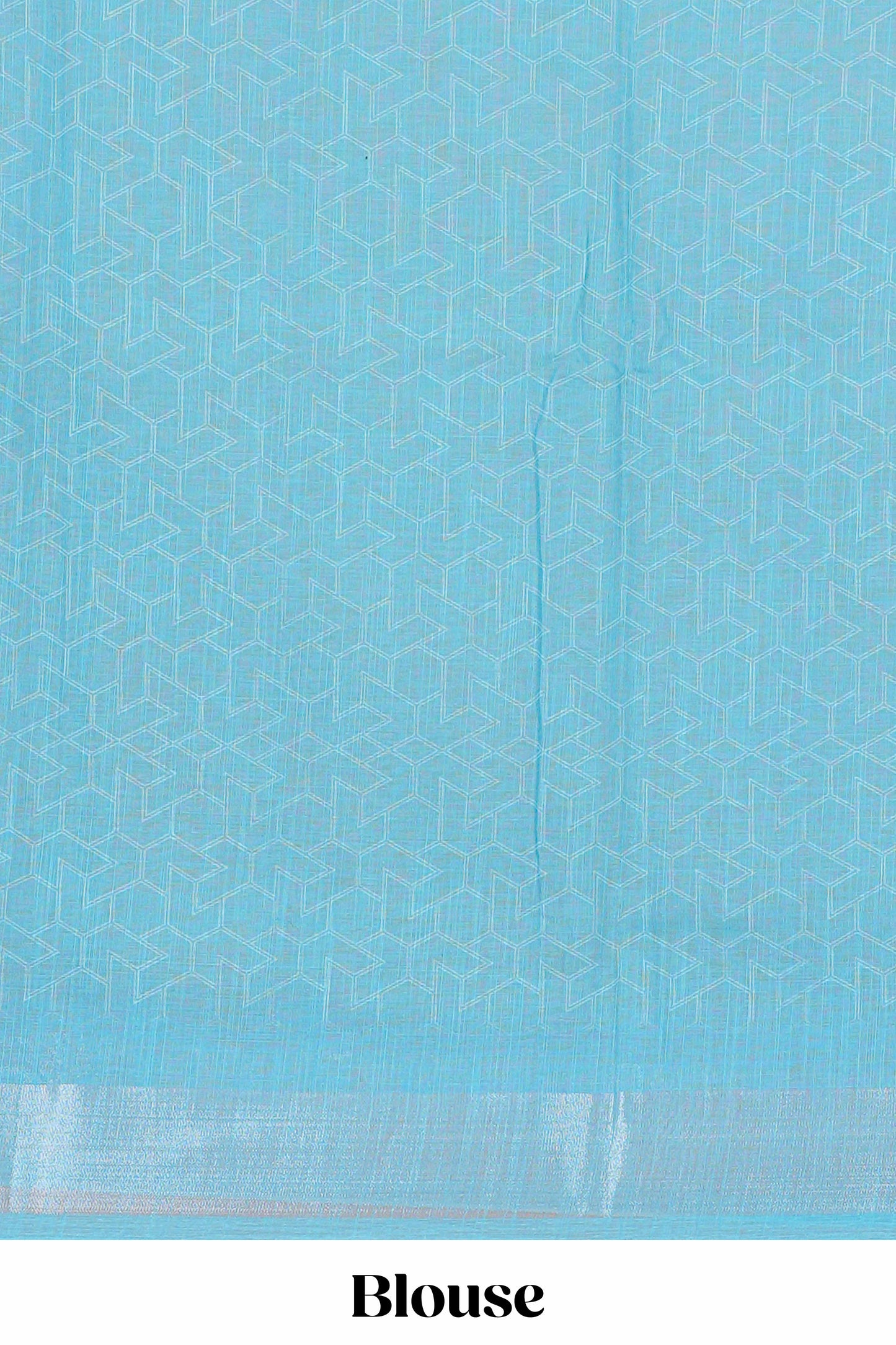 Orange floral printed linen cotton saree with contrast silver zari border, contrast pallu and blouse