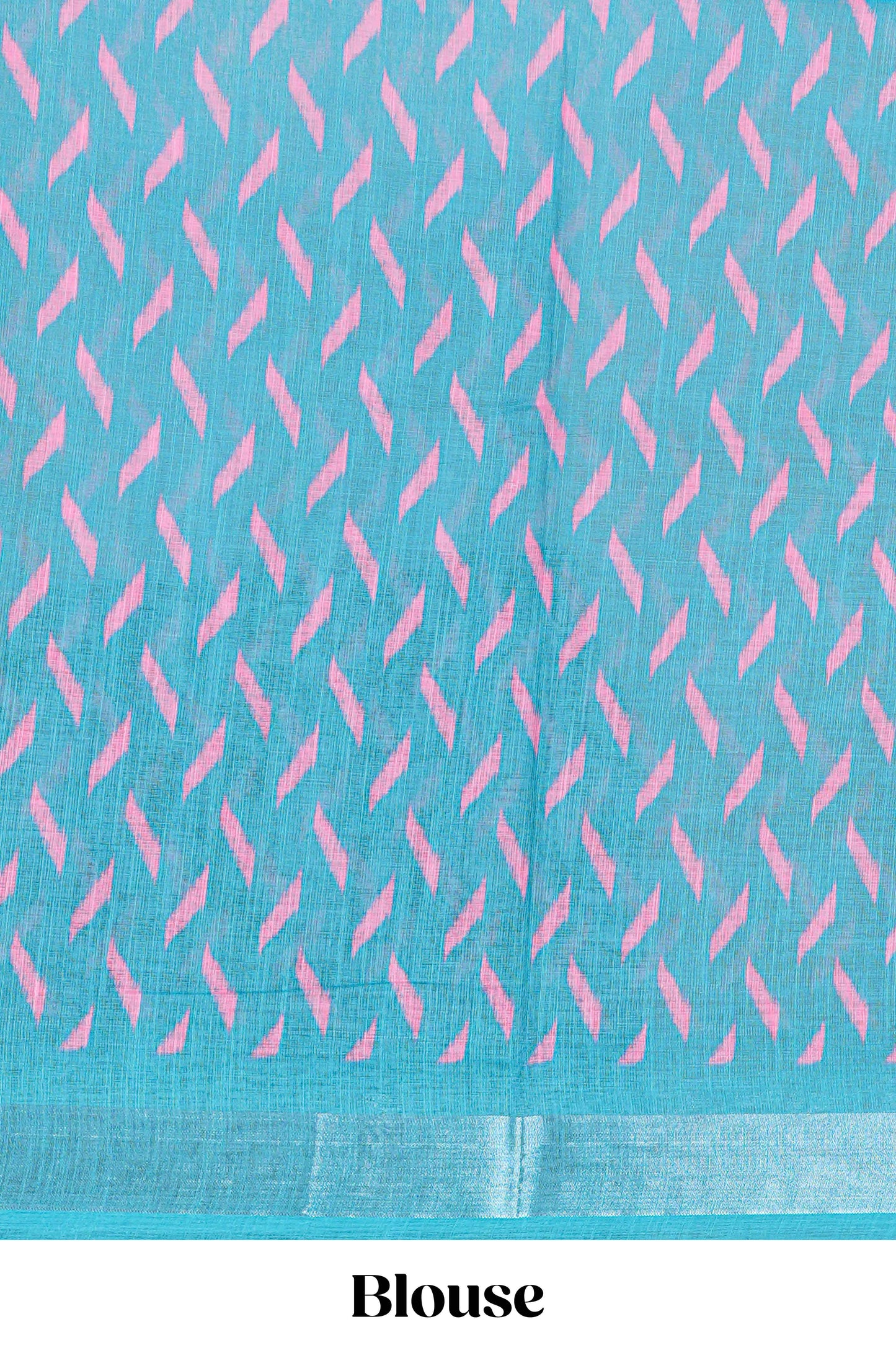 Pink Ikkat style linen cotton saree with contrast border and pallu