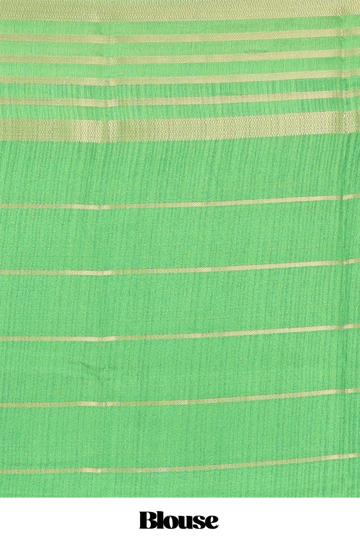 Green moss chiffon saree with striped floral print, contrast zari border and pallu