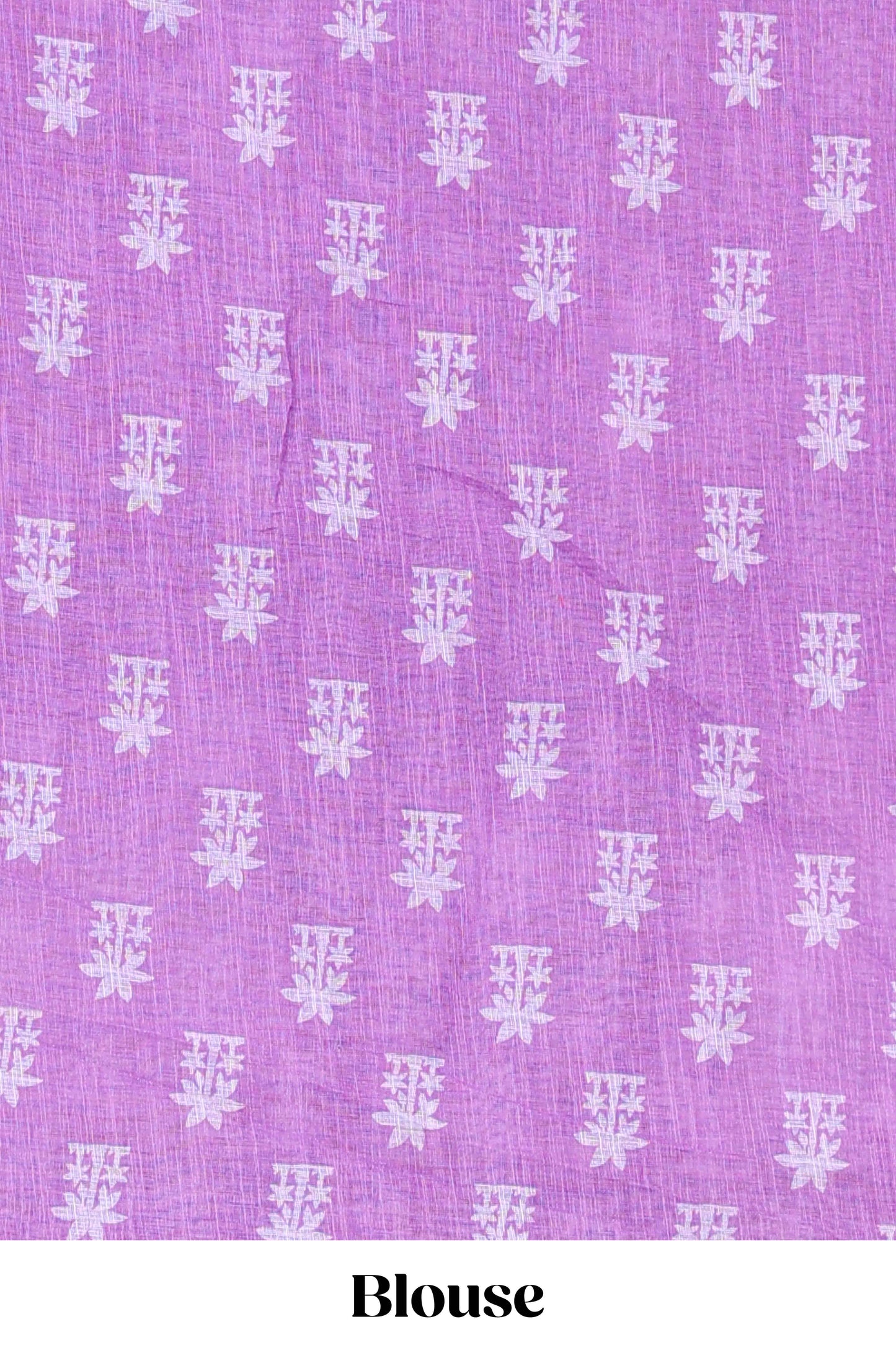 Lavender linen cotton palm tree and elephant print saree with self border and matching printed blouse