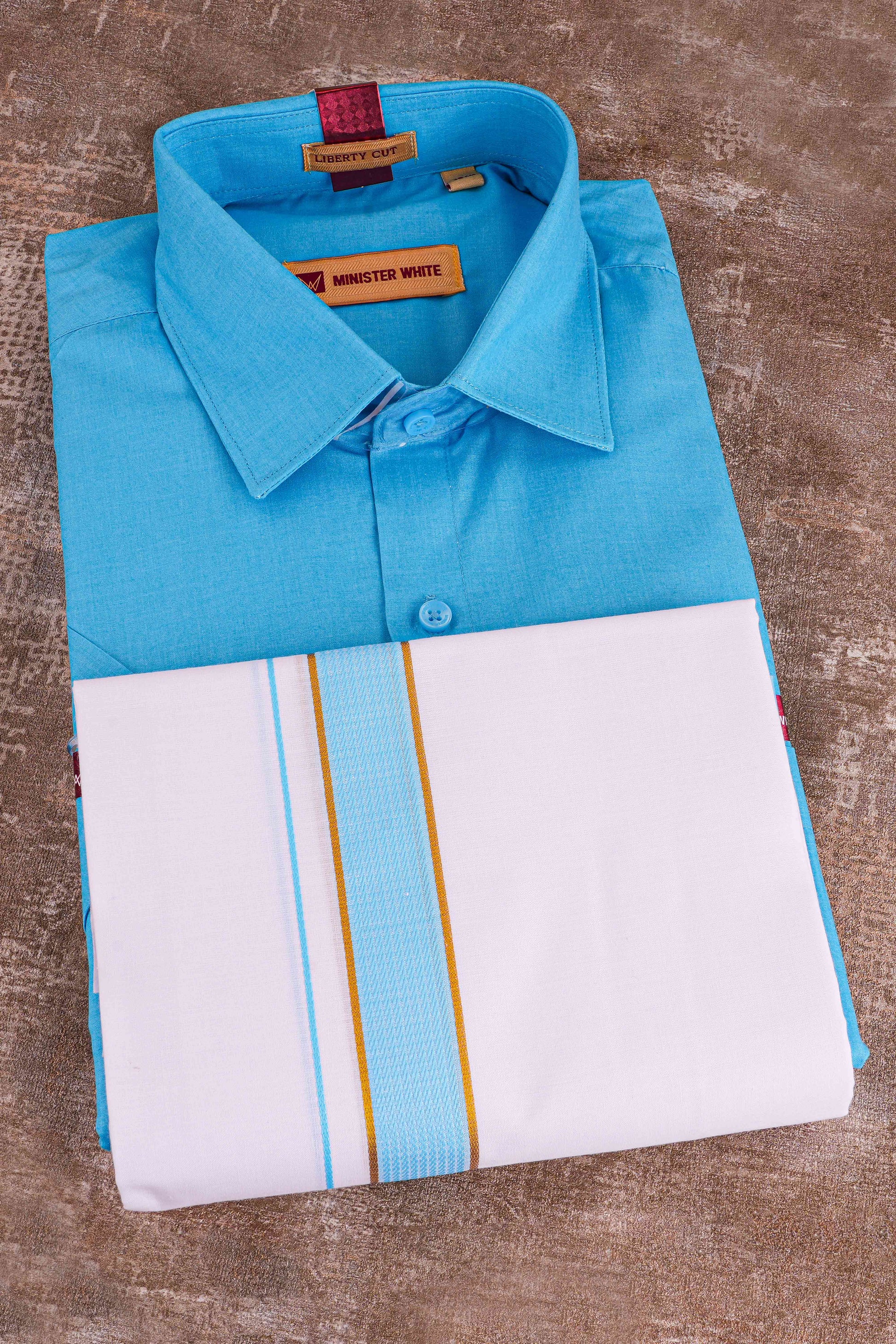 Blue Mens Dhoti Shirt