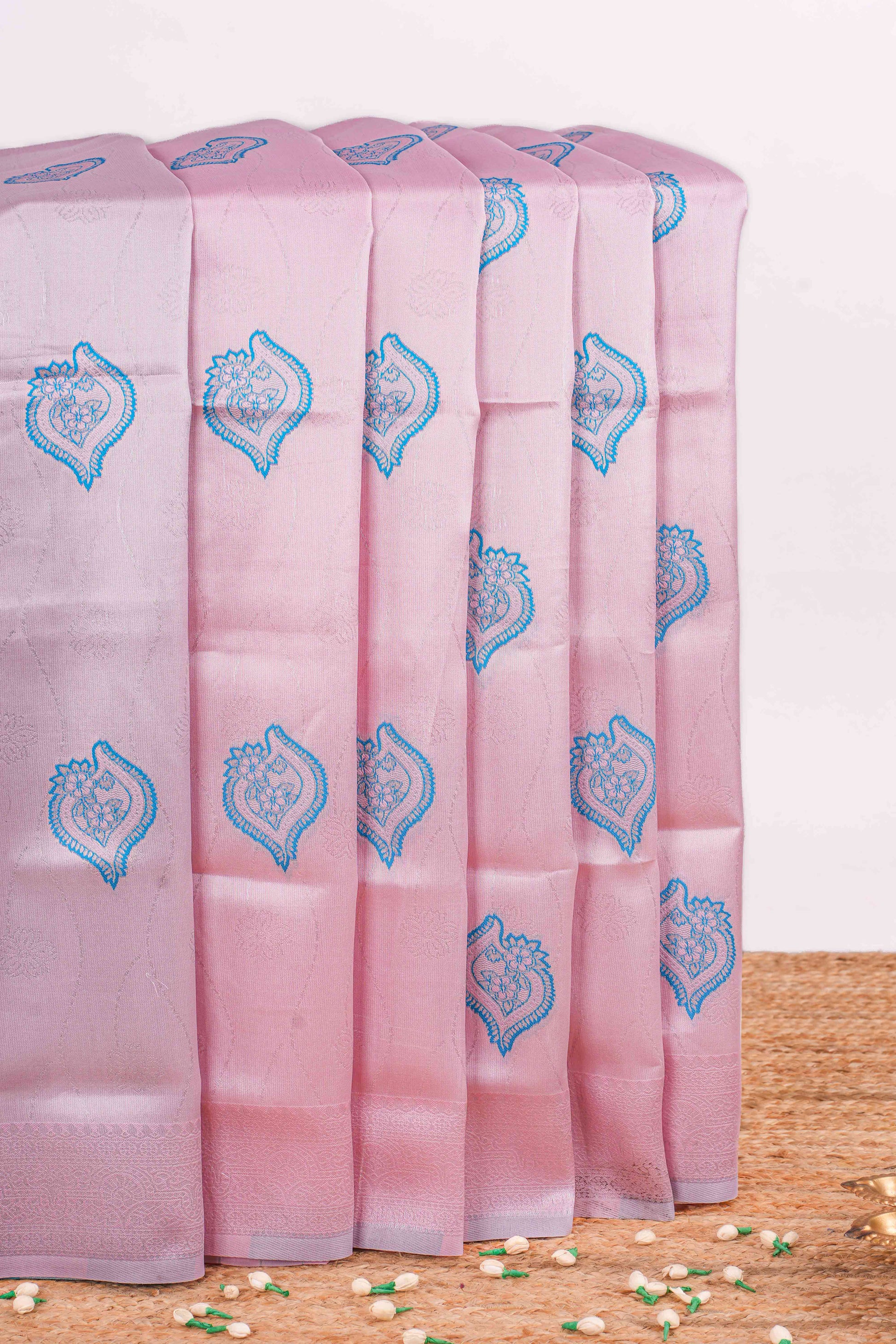 pink lichi silk saree