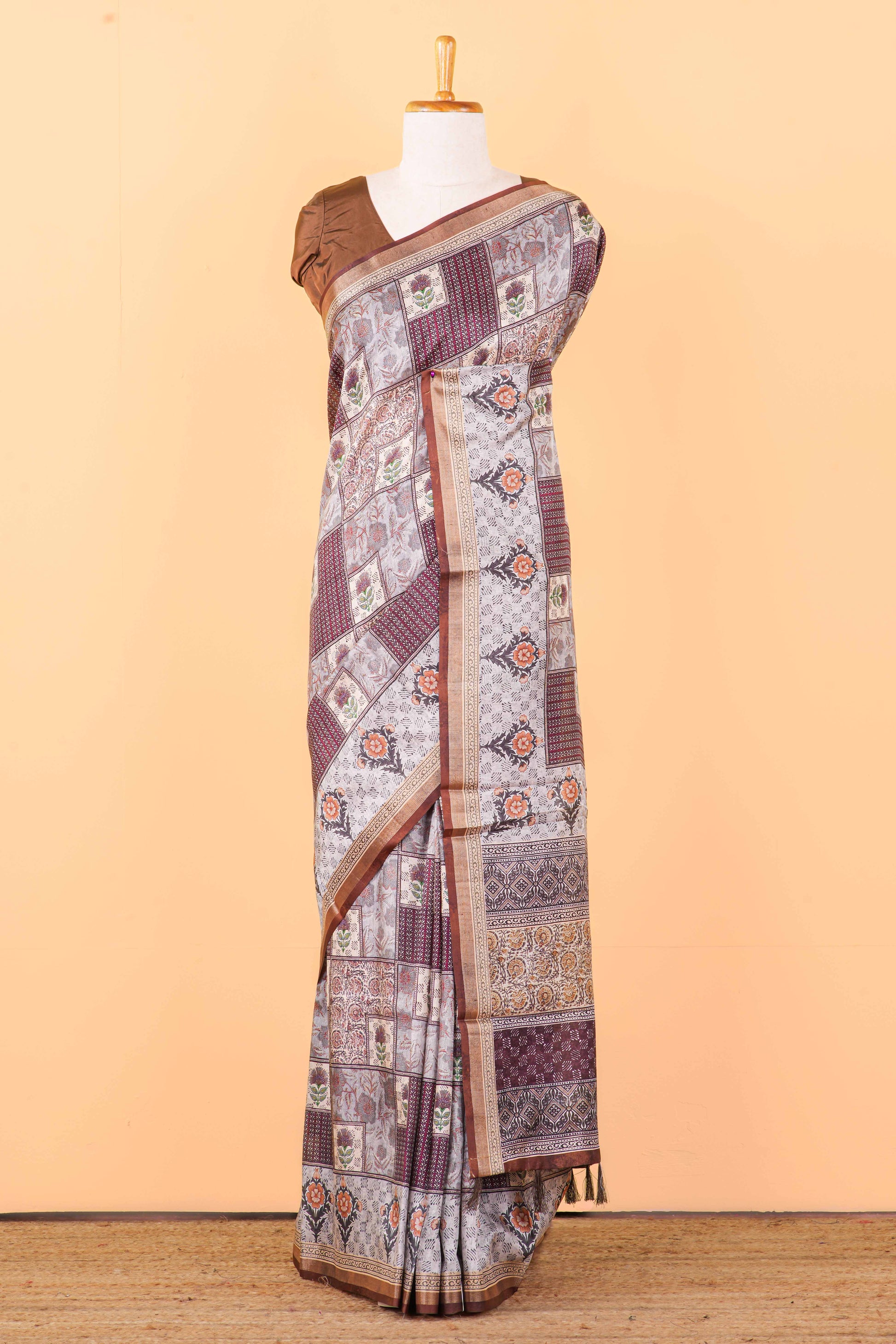 Maroon Printed Sarees