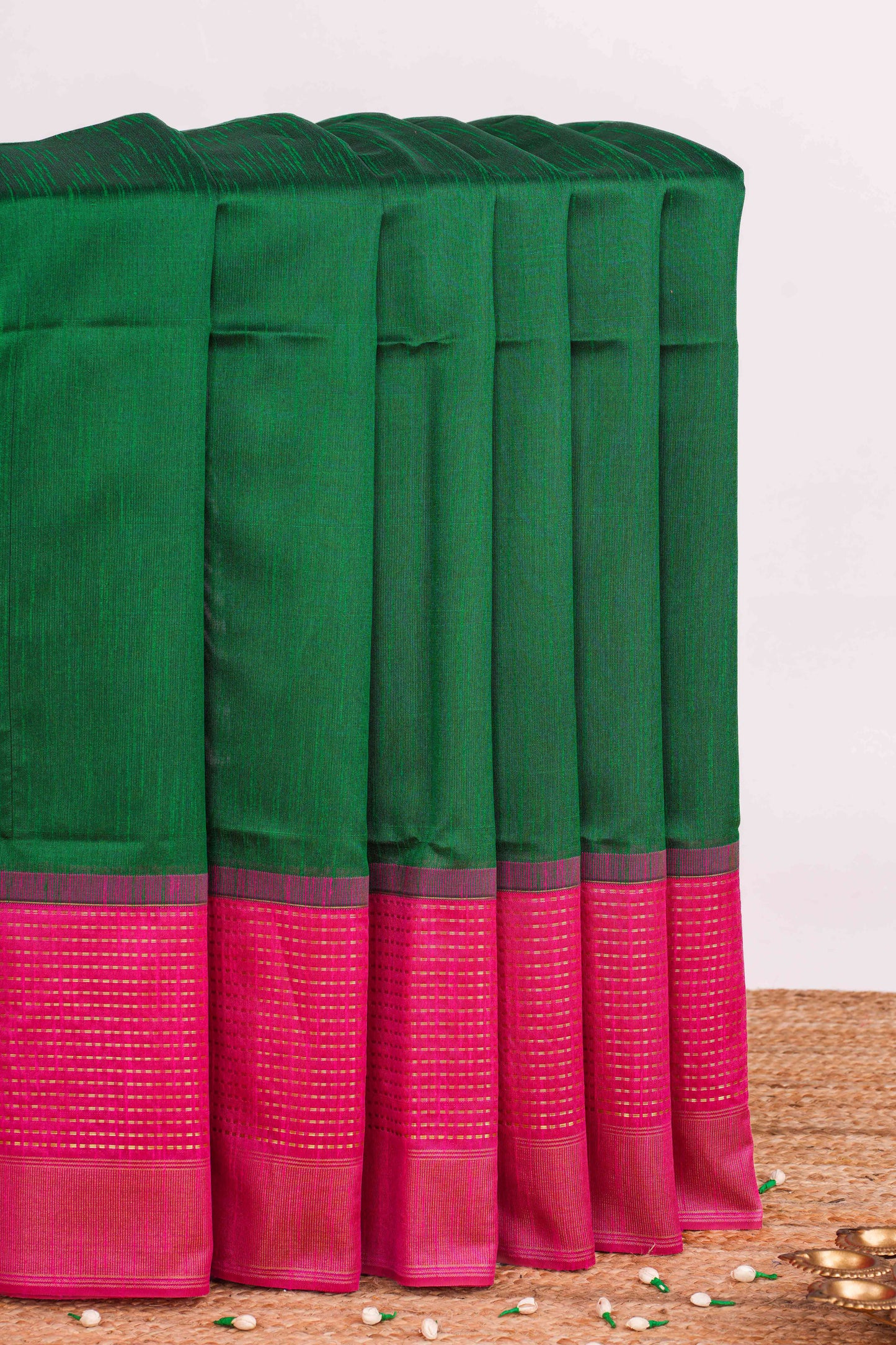 green semi tussar saree