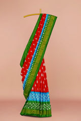 Red Ikkat Silk Pure