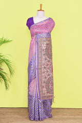 Multi Color Chanderi Cotton Saree Bandhani Design Across The Body With Madhubani Print Pallu Along With Flower Motifs Blouse
