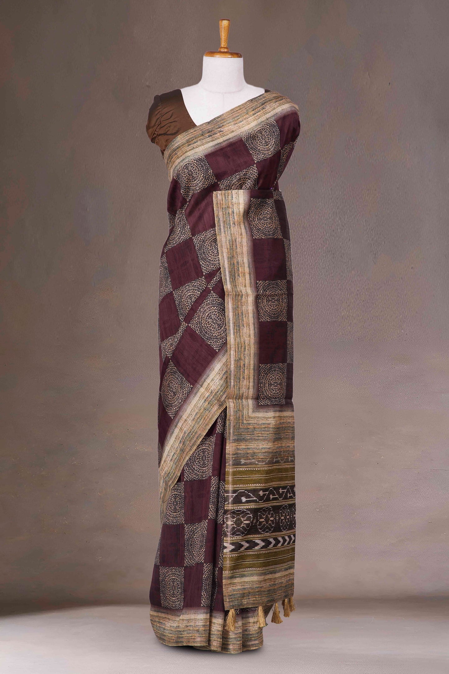 Maroon Tussar Cotton