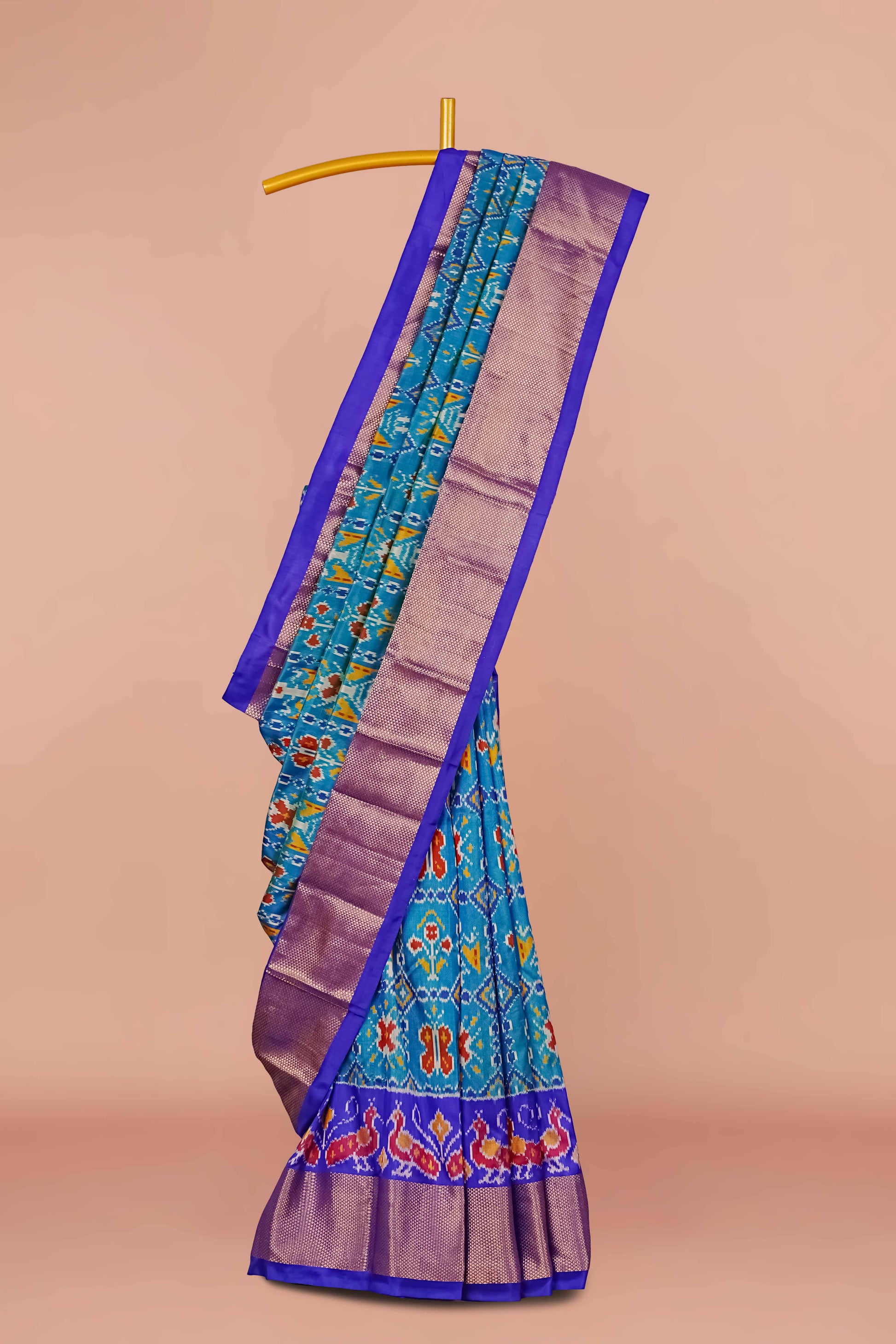 Blue Ikkat Silk Pure