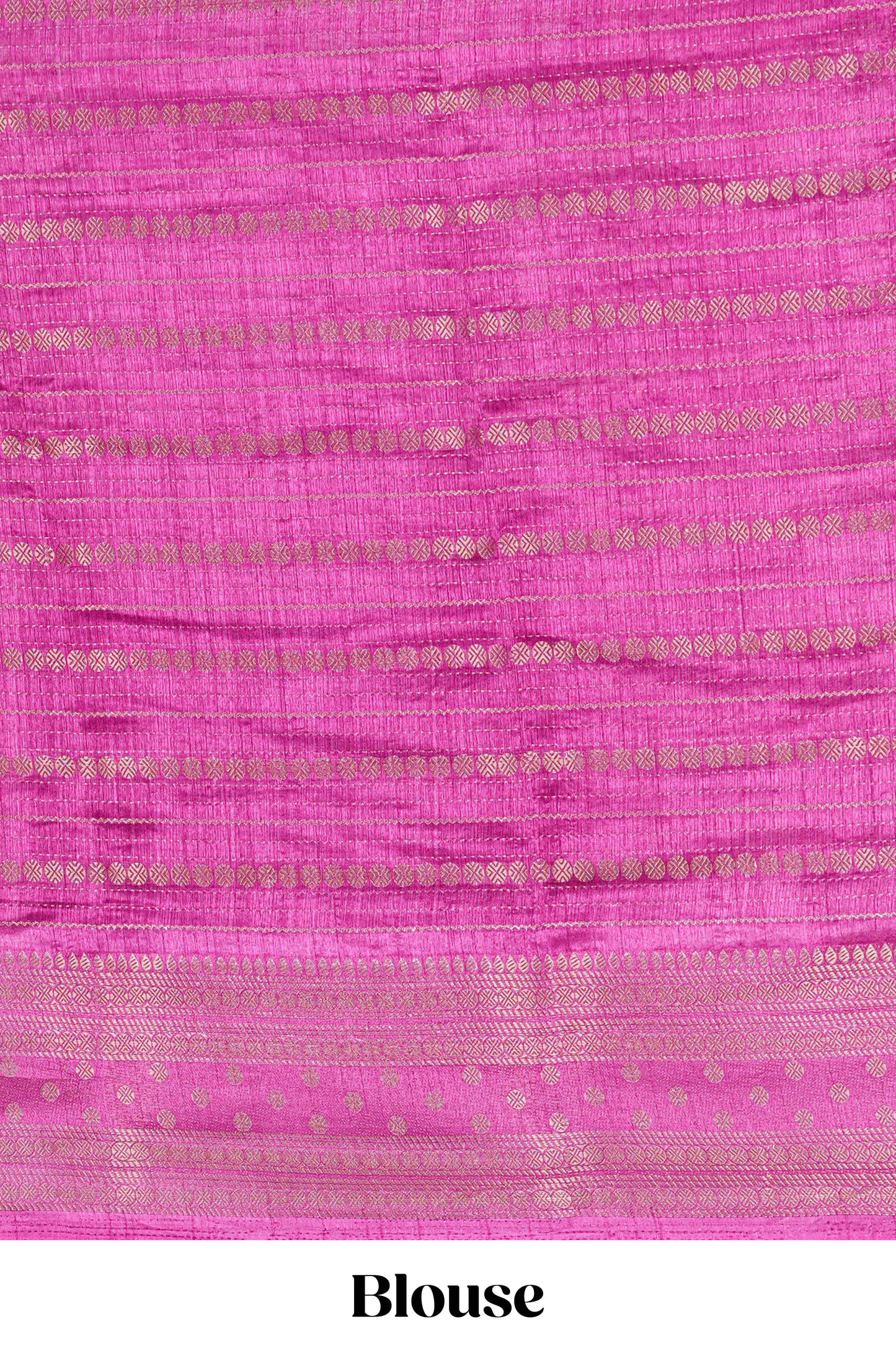 Pink striped semi raw silk saree rudraksha zari butta and contrast printed pallu and border