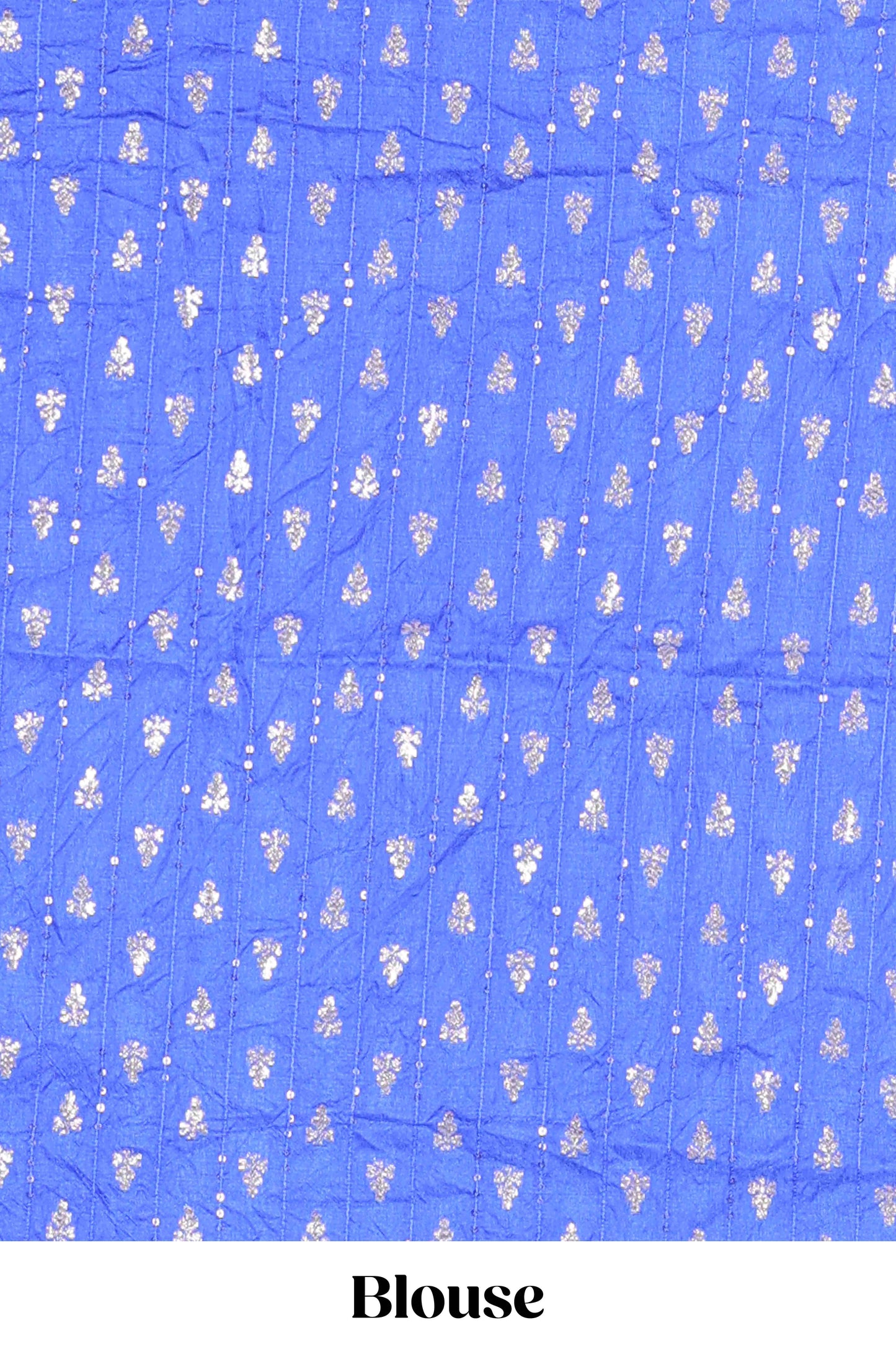 Blue checked peacock zari butta art raw silk saree with zari border and matching blouse