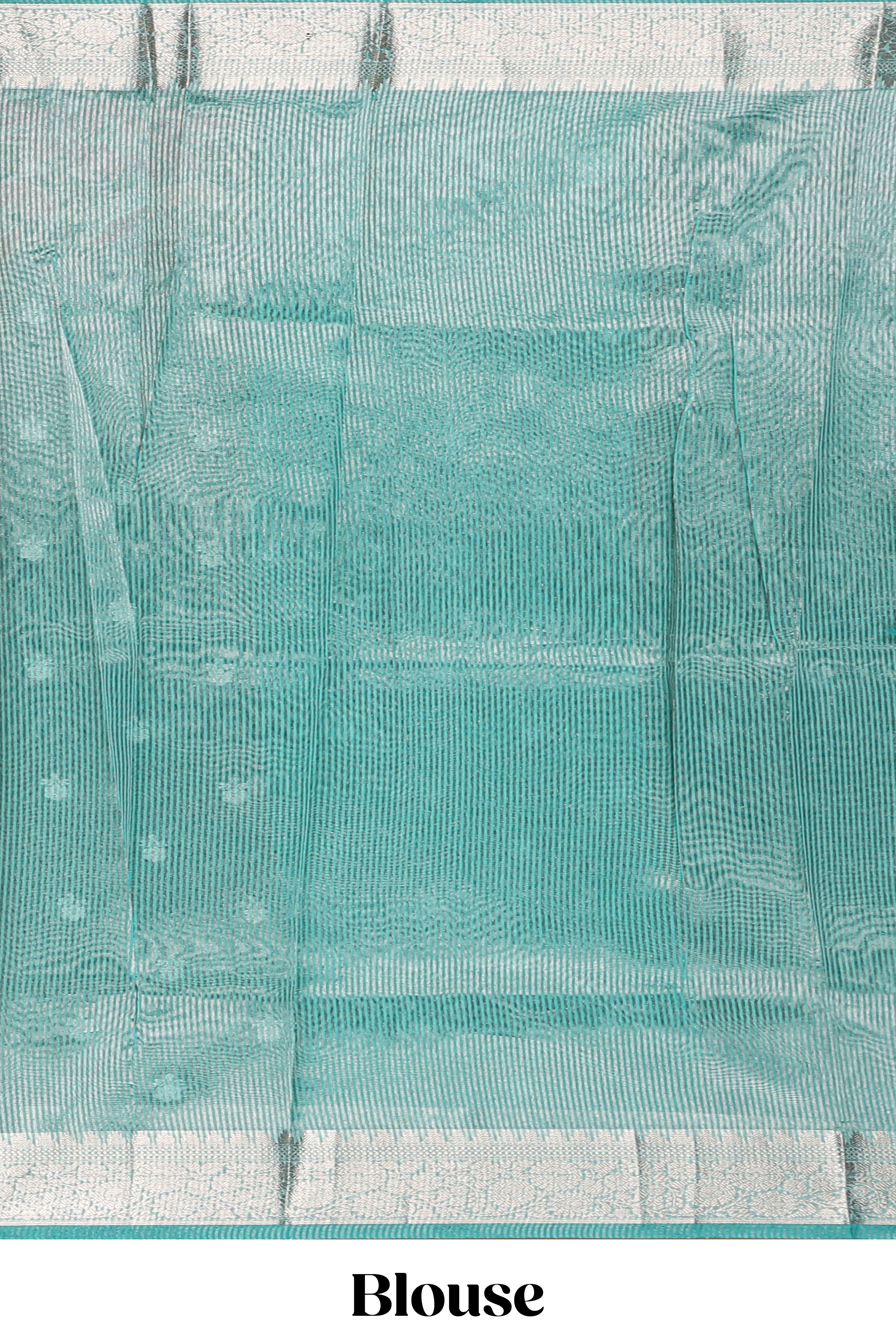 Green floral motifs design art tissue saree with self zari border and matching blouse