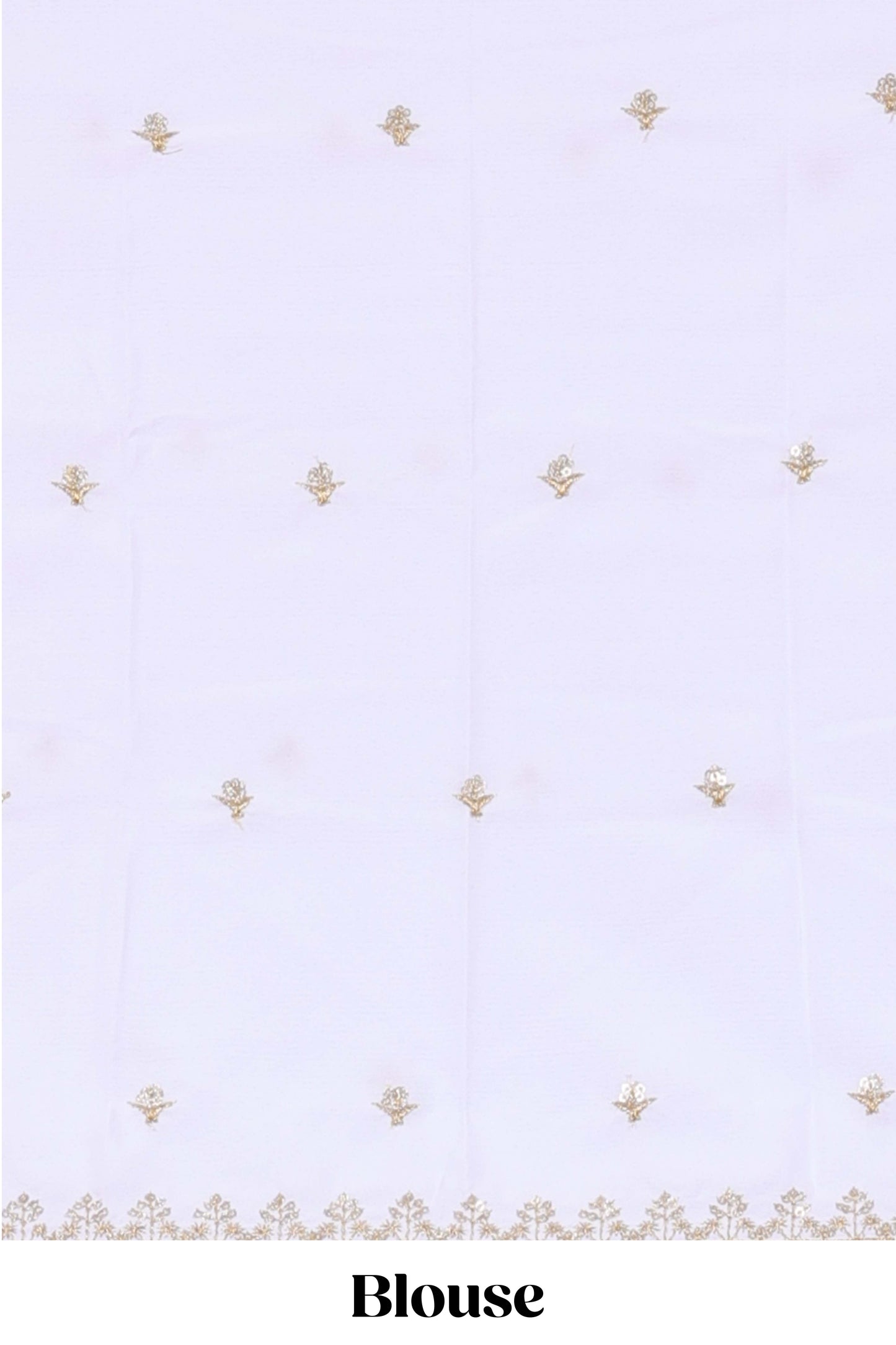 Pink zari striped moss chiffon saree with floral butta, contrast border and pallu