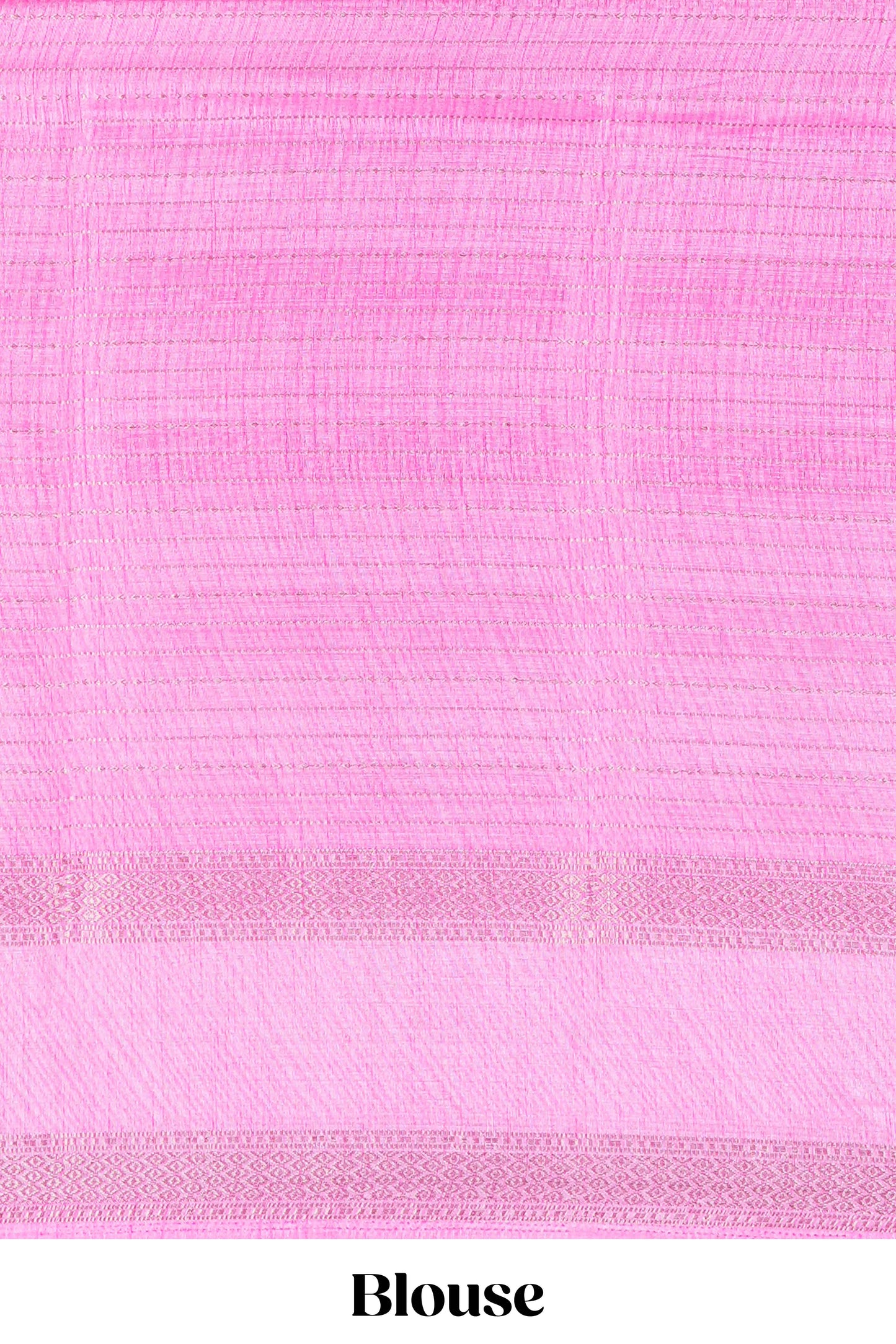 Pink zari striped dola silk saree with contrast floral print bentex zari border and printed pallu