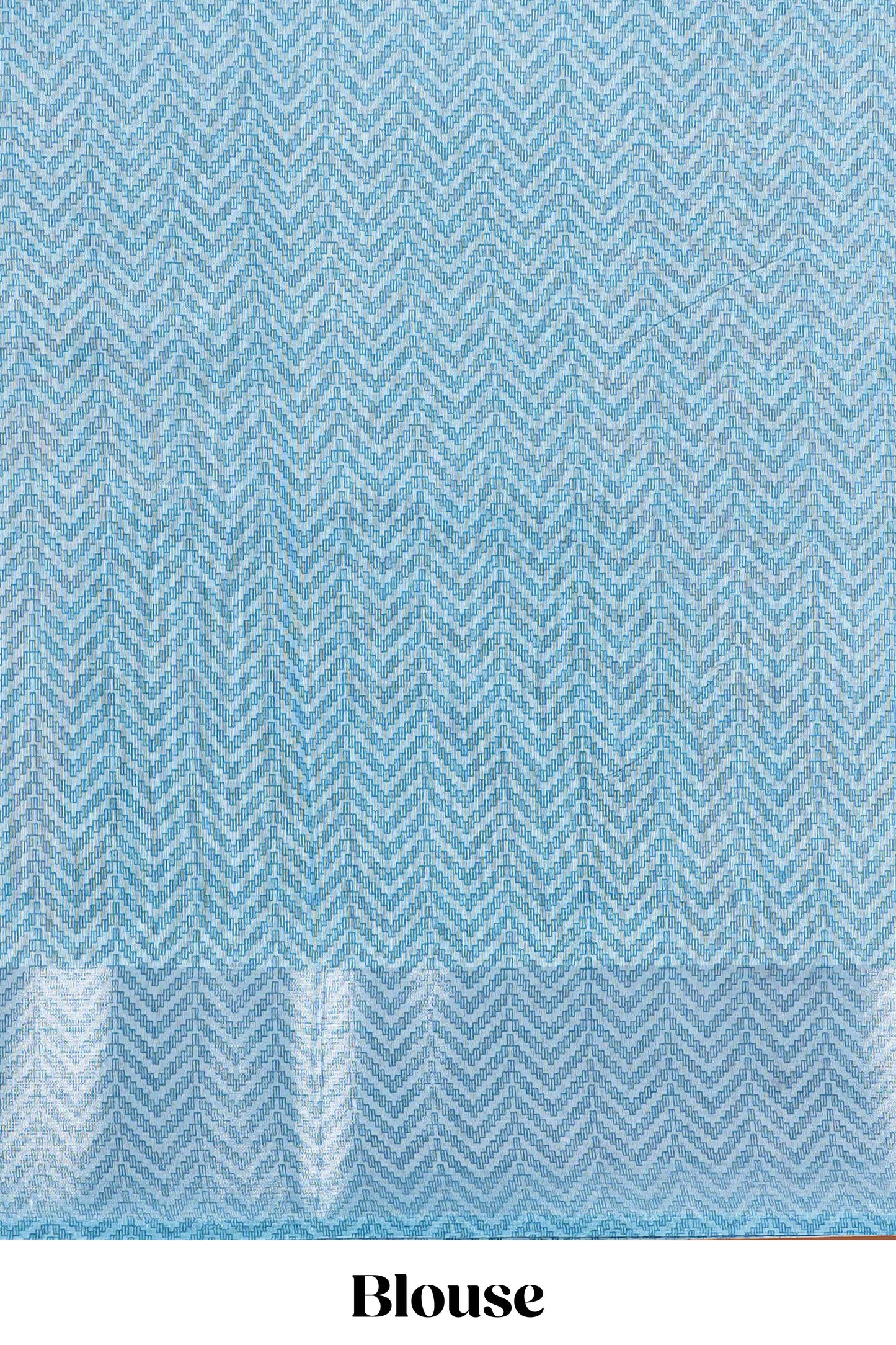 Blue warli print south cotton saree with contrast zari border and blouse