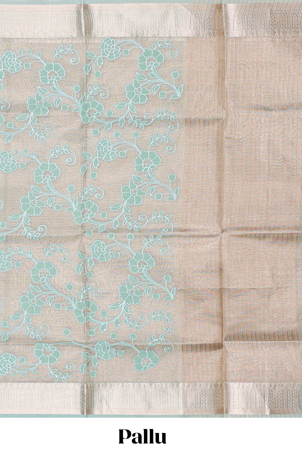 Grey floral design art tissue saree with self zari border and matching blouse