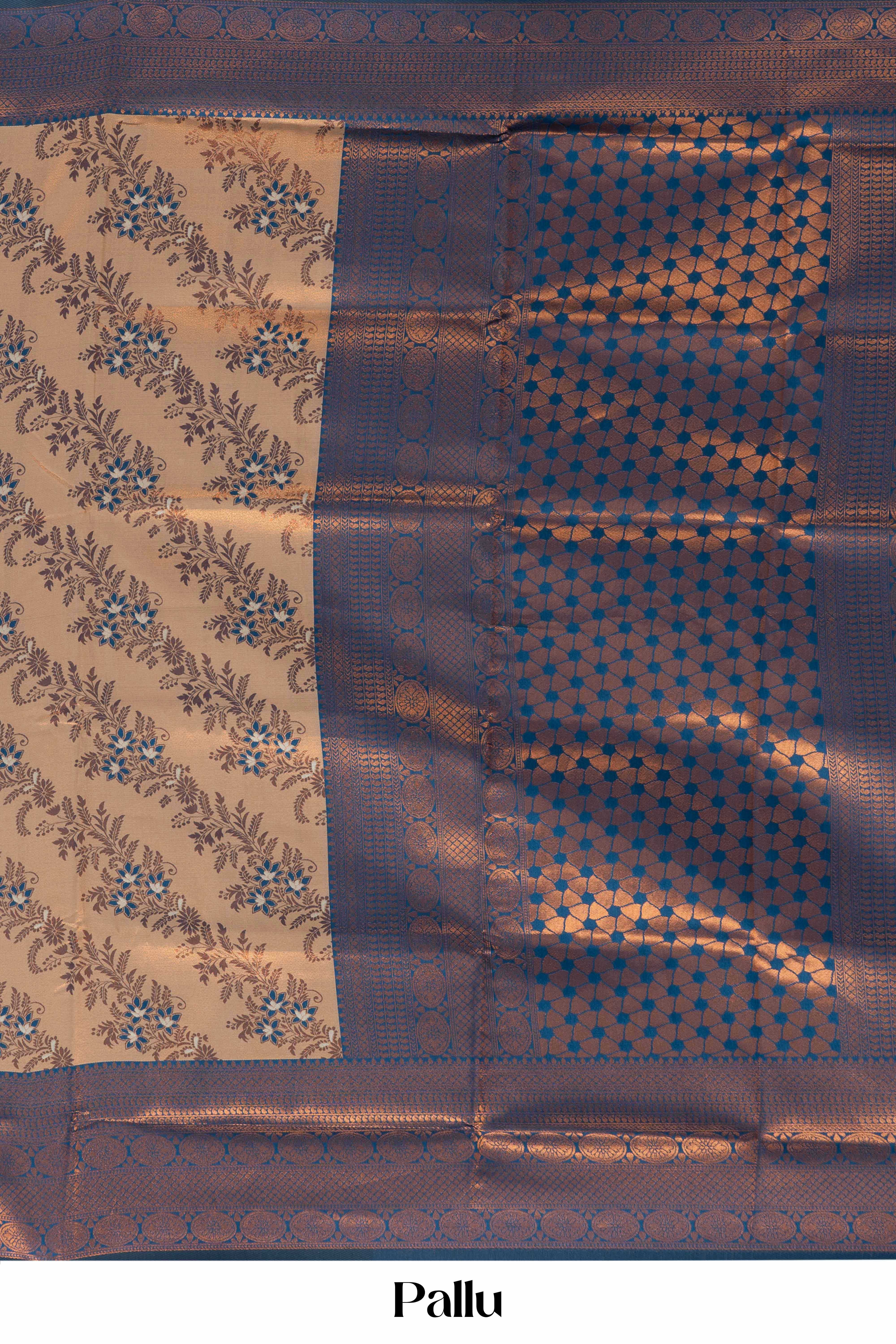 Sandal Lichi Silk Jal Contrast With Richi Pallu