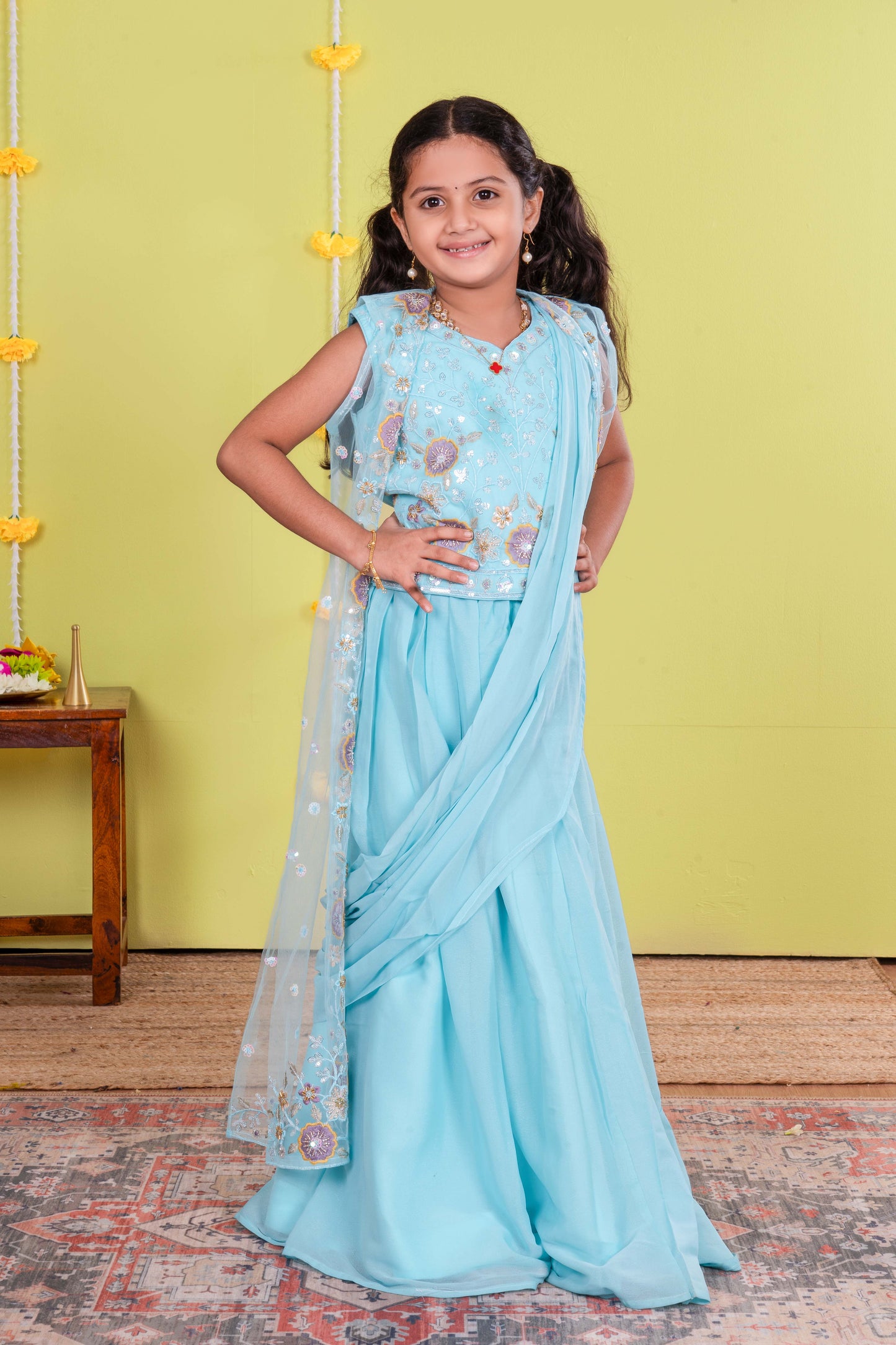 Girl's Ethnic Lehenga Saree