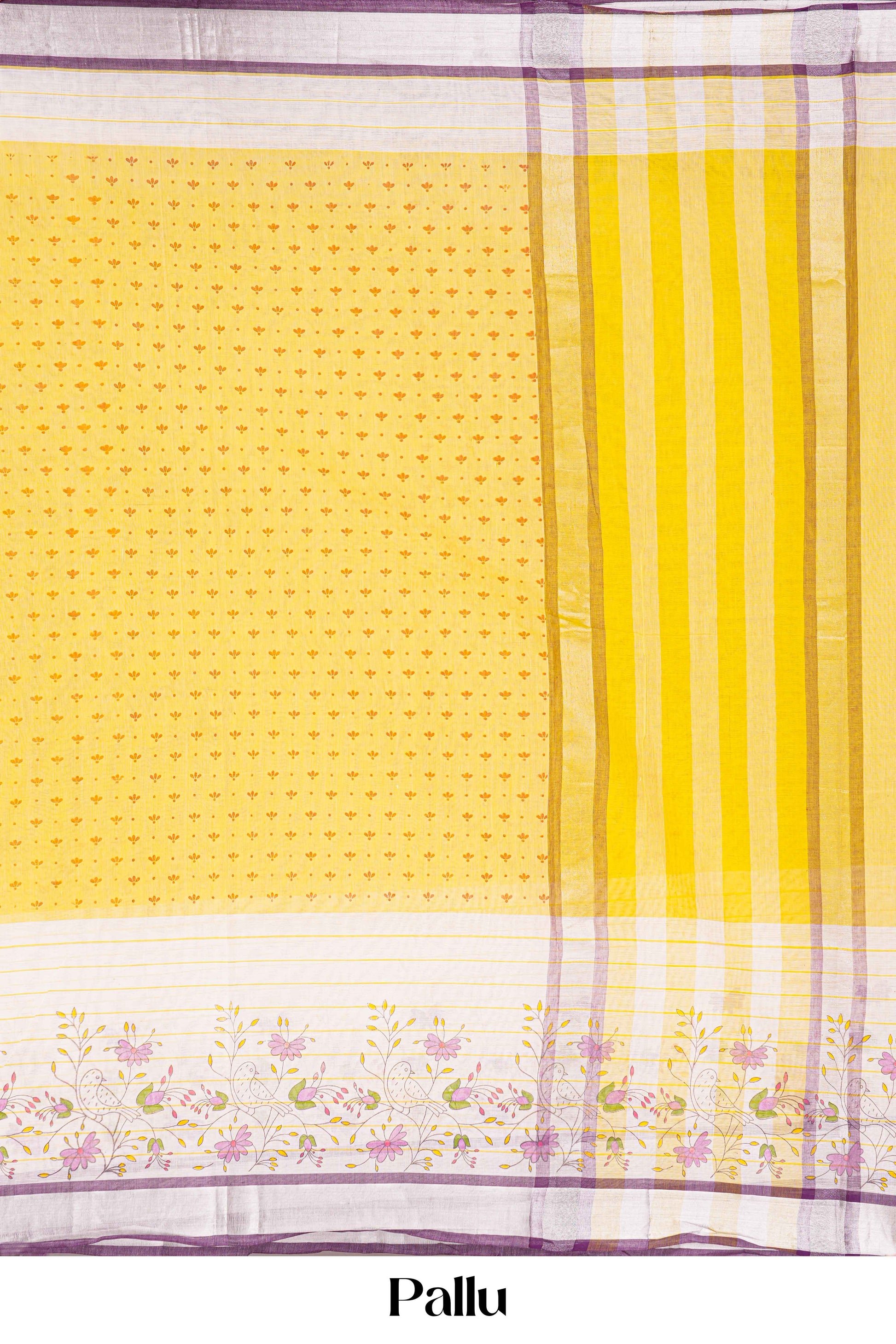 yellow chirala cotton saree with pencil border