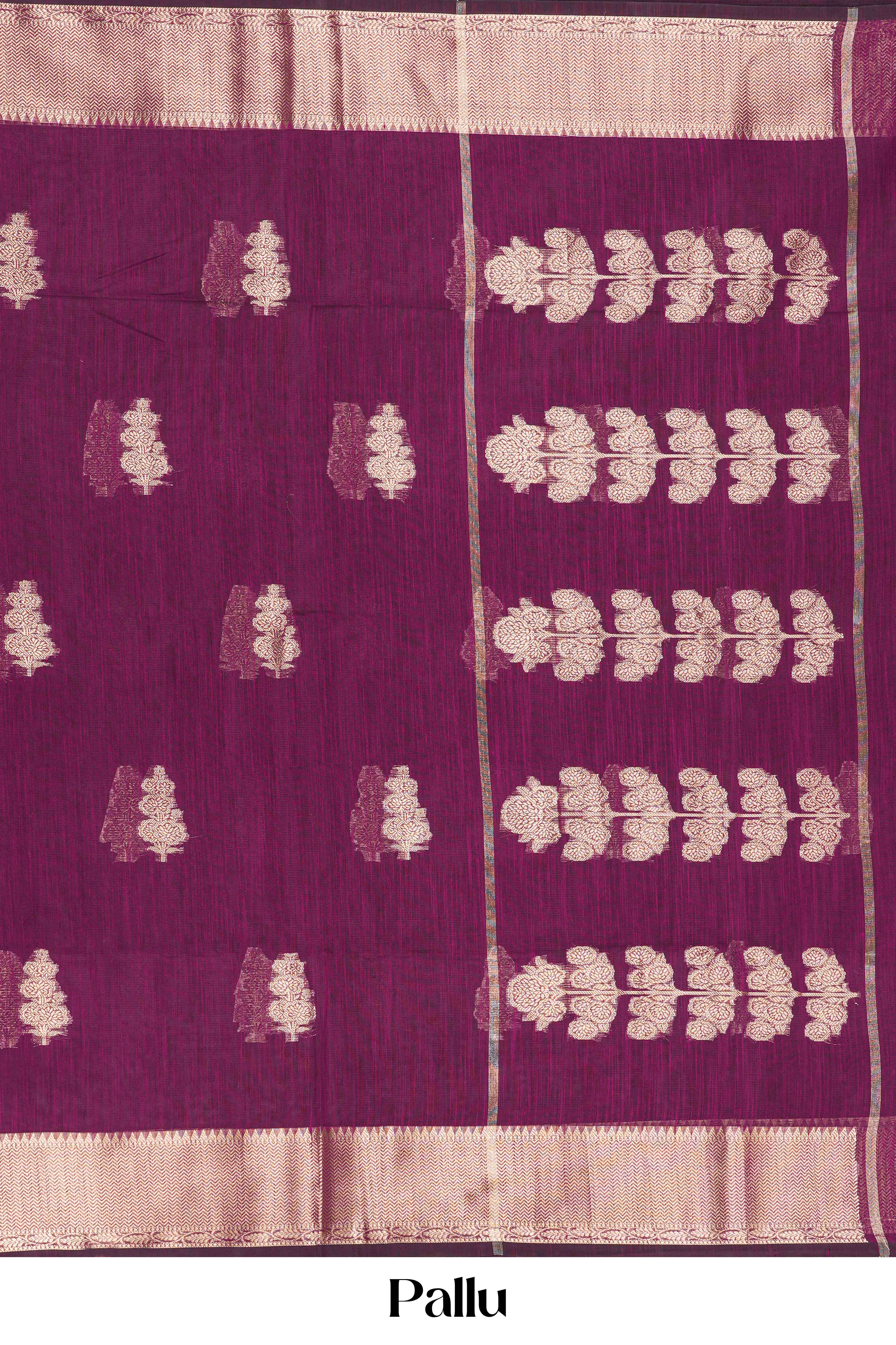 maroon slub cotton saree