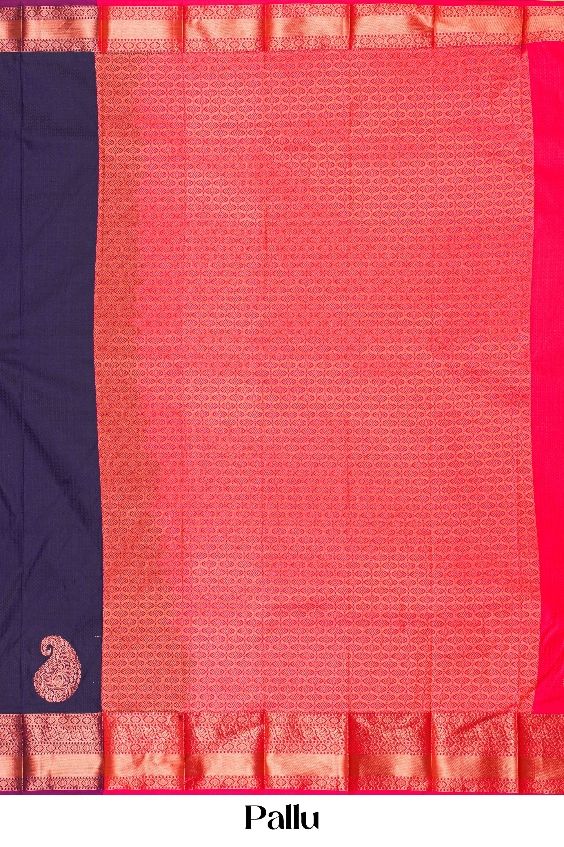 purple saree with red pallu