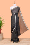 Black Georgette Saree All Over Zari Check With Satin Border