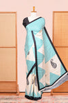 Modal Silk Saree Lightweight ,Flowy. Chevron Design ,Contrast Border Along With Floral Printed Blouse