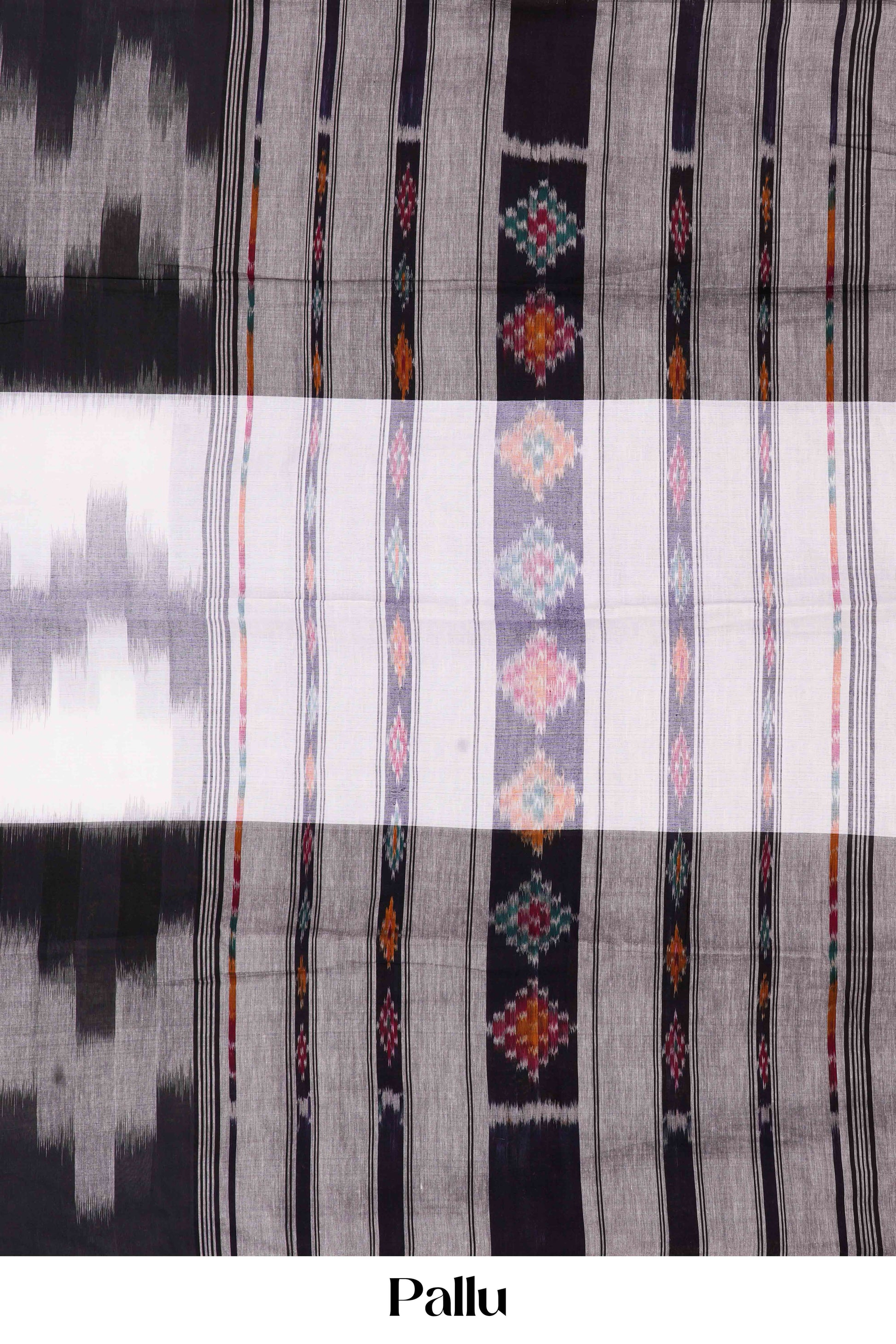 black and white khadi cotton saree