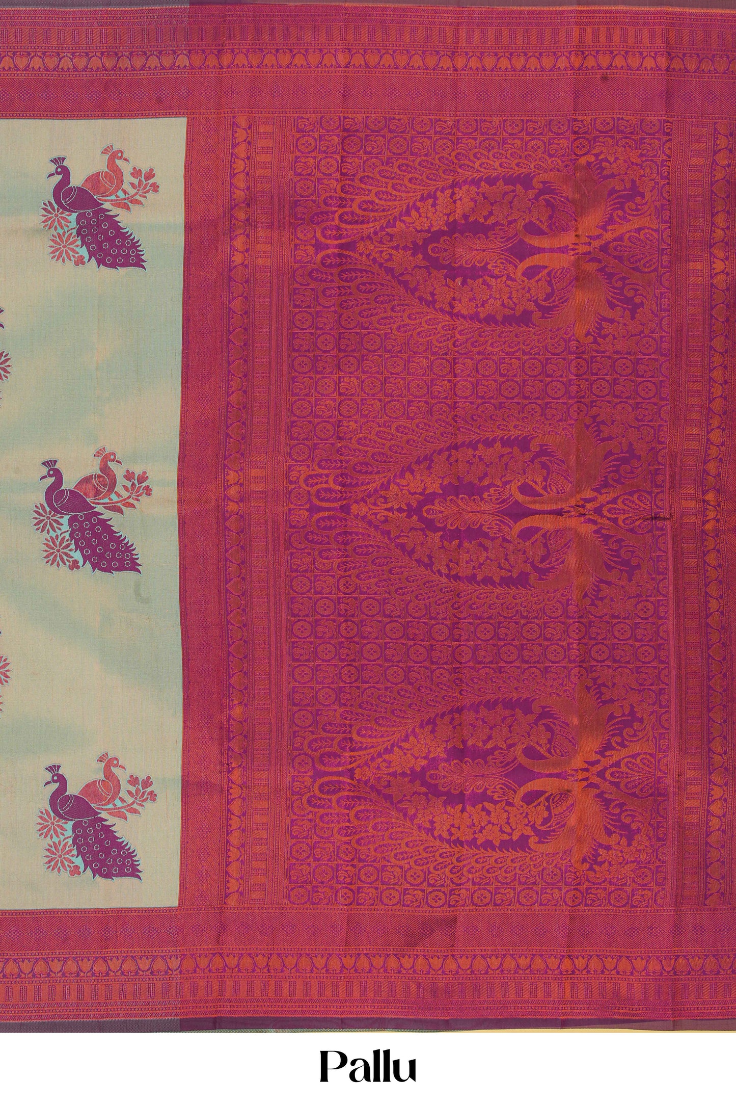 Saree pallu with peacock design