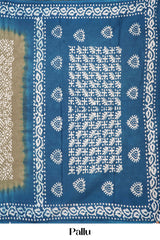 Mul Mul Cotton Saree Batik Print Across The Body With Contrast Pallu