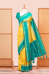 Yellow Retta Petta Art Silk Saree With Plain Body Retta Petta BorderContrast Intricate Gold Zari Stripes Pallu